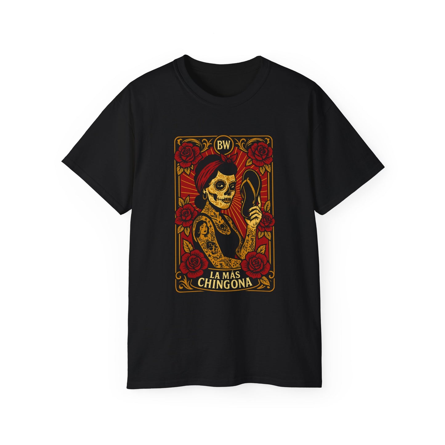 La Más Chingona Shirt Spanglish Latina Skeleton Tee con Chancla Día de los Muertos Chingona Vibes