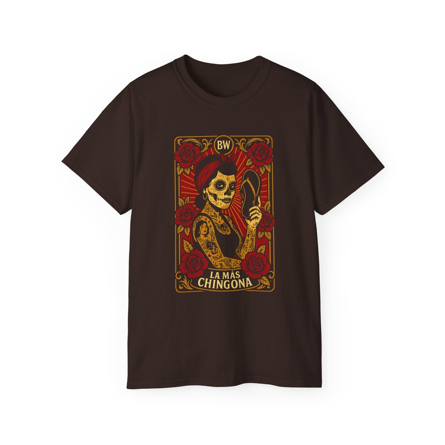 La Más Chingona Shirt Spanglish Latina Skeleton Tee con Chancla Día de los Muertos Chingona Vibes