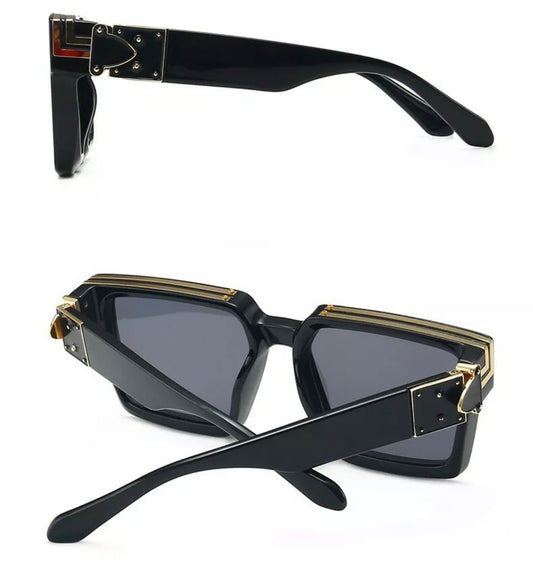 Thick Retro Square Sunglasses Frame Black