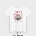 2025 Happy New Year T-Shirt – Festive Disco Ball Bow Design Tee - Stonk Shark Co.