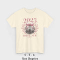 2025 Happy New Year T-Shirt – Festive Disco Ball Bow Design Tee - Stonk Shark Co.