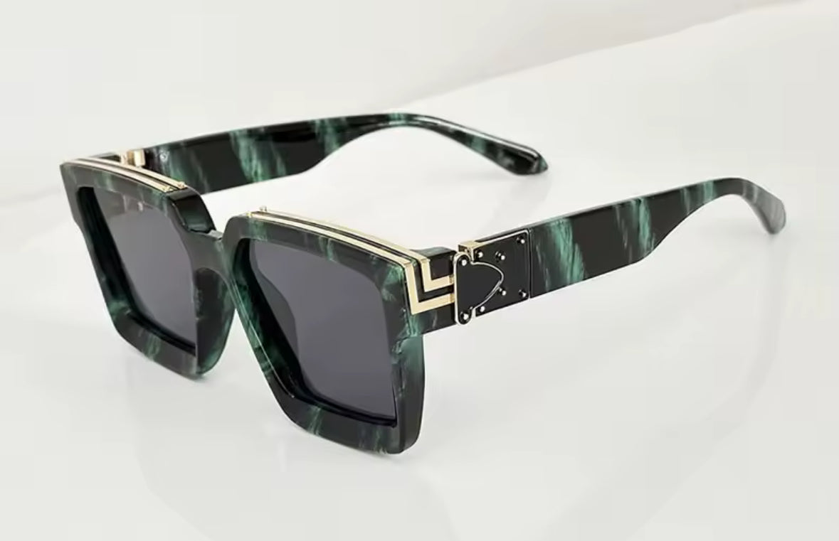 Retro Square Trillionaire Thick Frame Fashion Sunglasses
