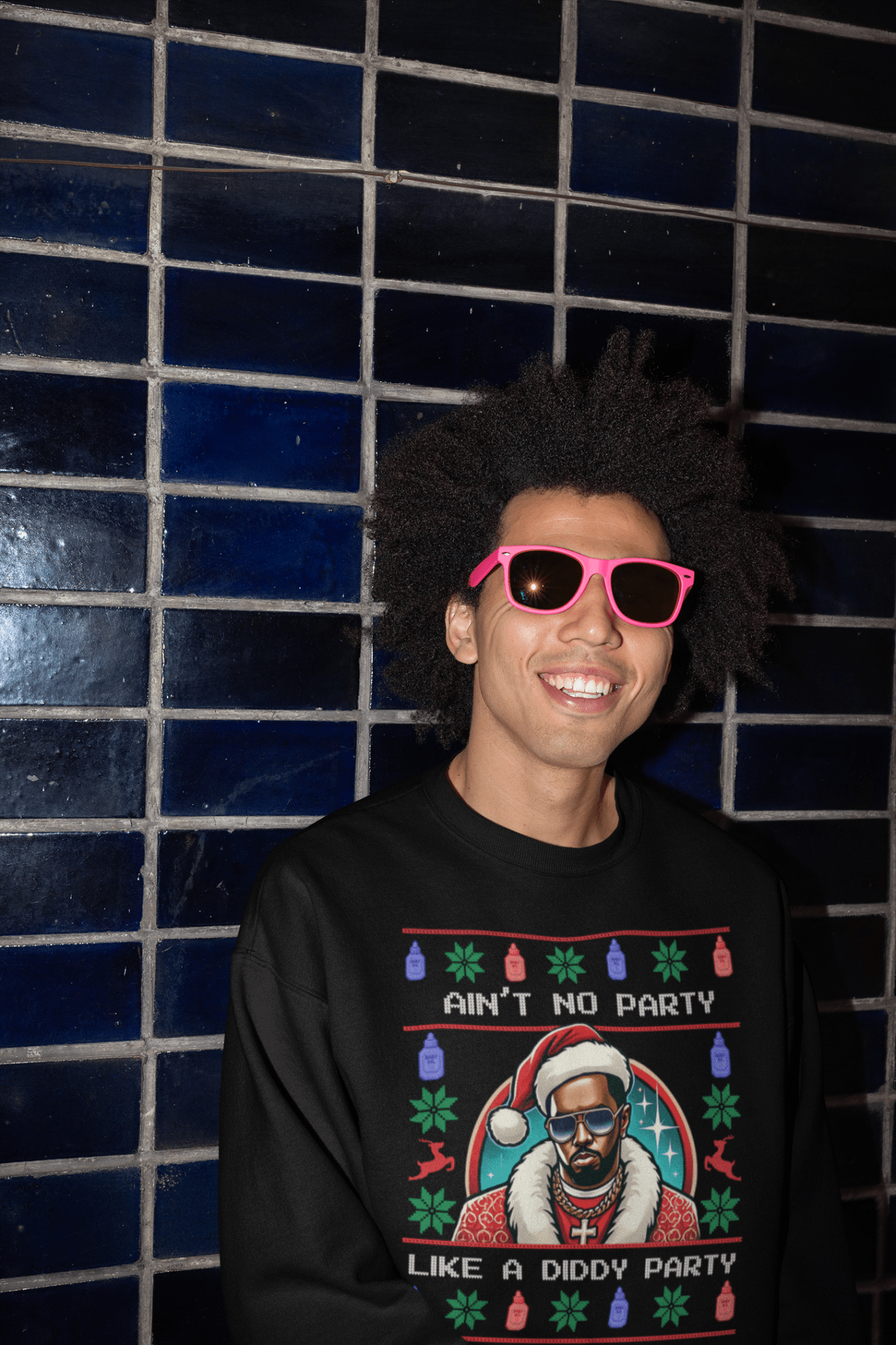 Ain’t No Party Like a Diddy Party Ugly Christmas Sweater – Funny Holiday Hip - Hop Diddys Meme Sweater - Stonk Shark Co.