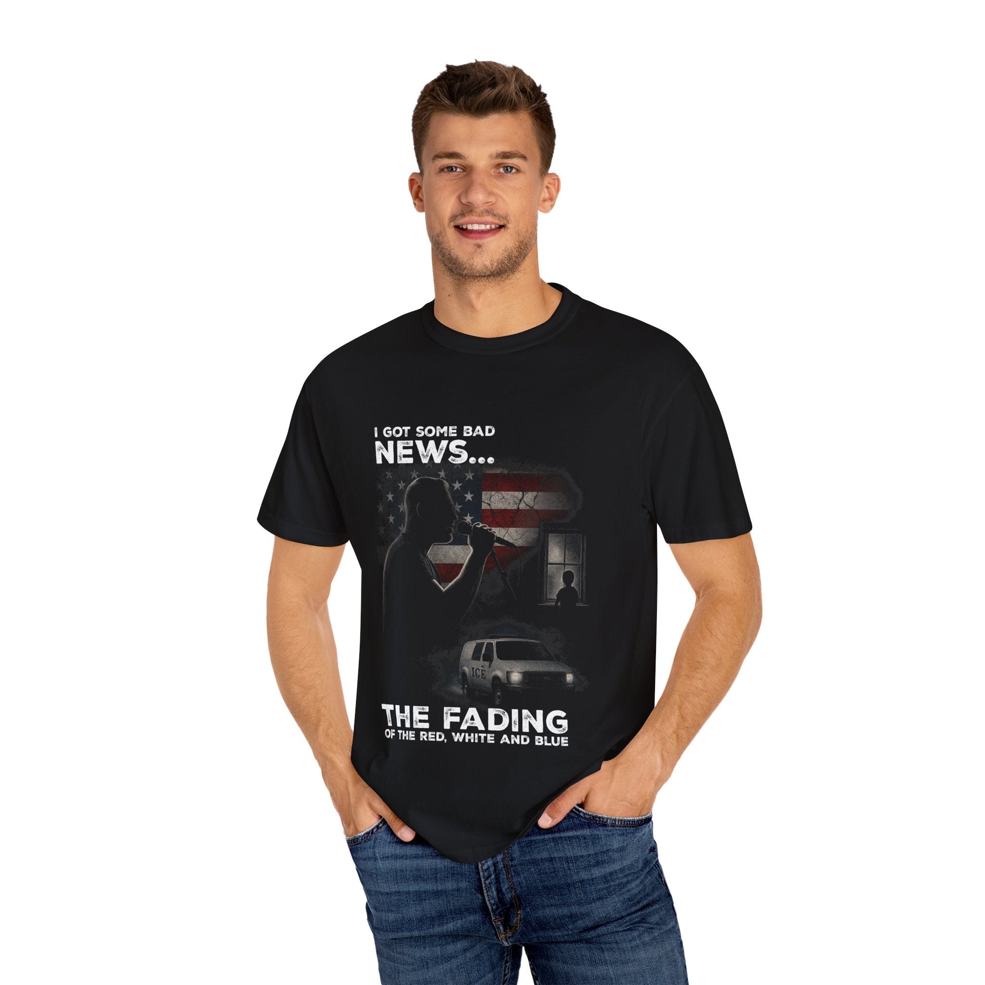 Bad News Tee – The Fading of the Red, White, and Blue Shirt - Stonk Shark Co.