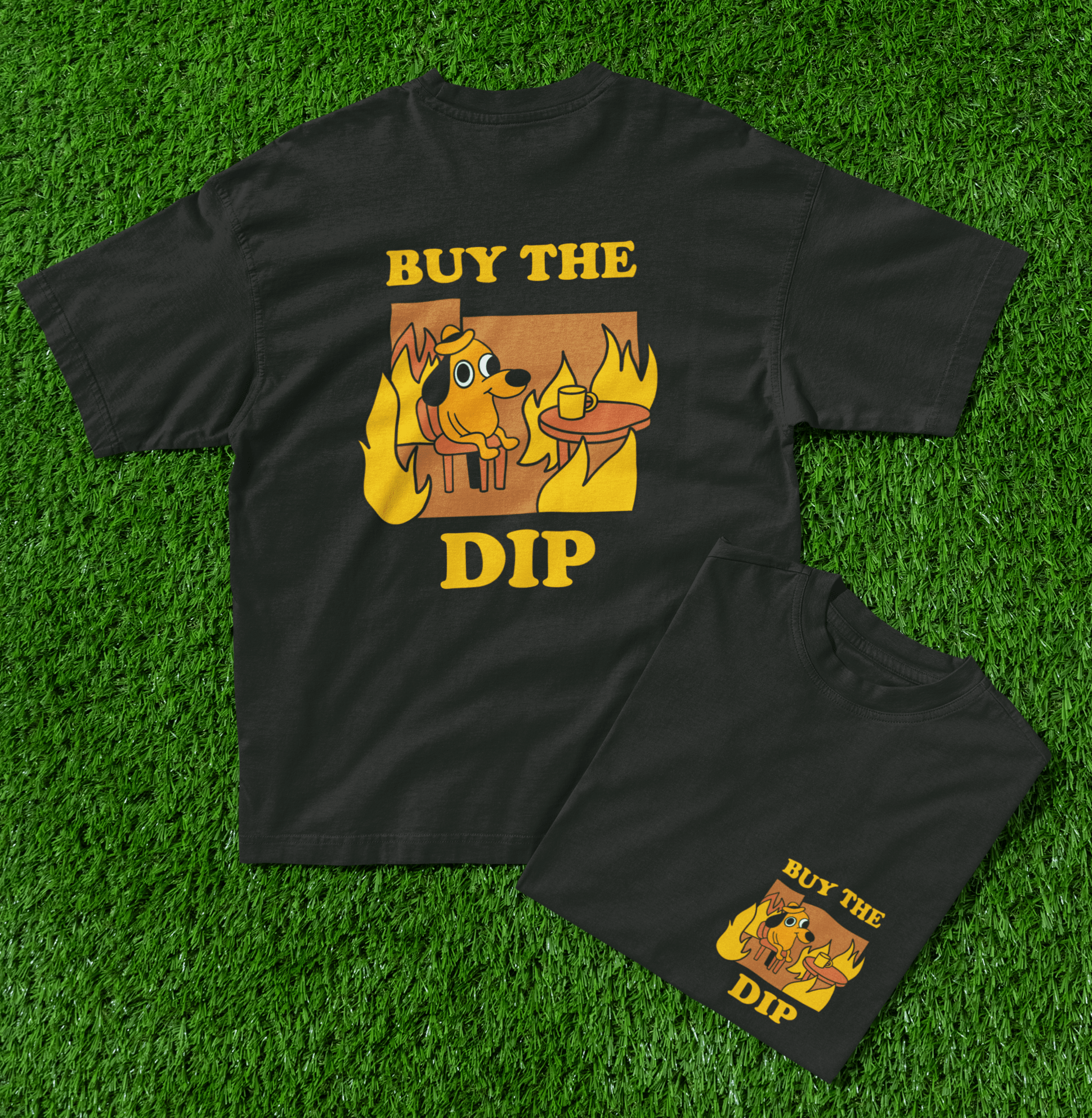 BUY THE DIP – Market Chaos Meme Everythings Fine Dog Tee - Stonk Shark Co.