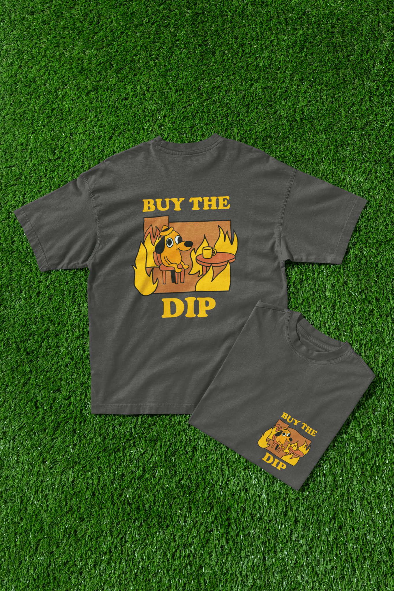 BUY THE DIP – Market Chaos Meme Everythings Fine Dog Tee - Stonk Shark Co.