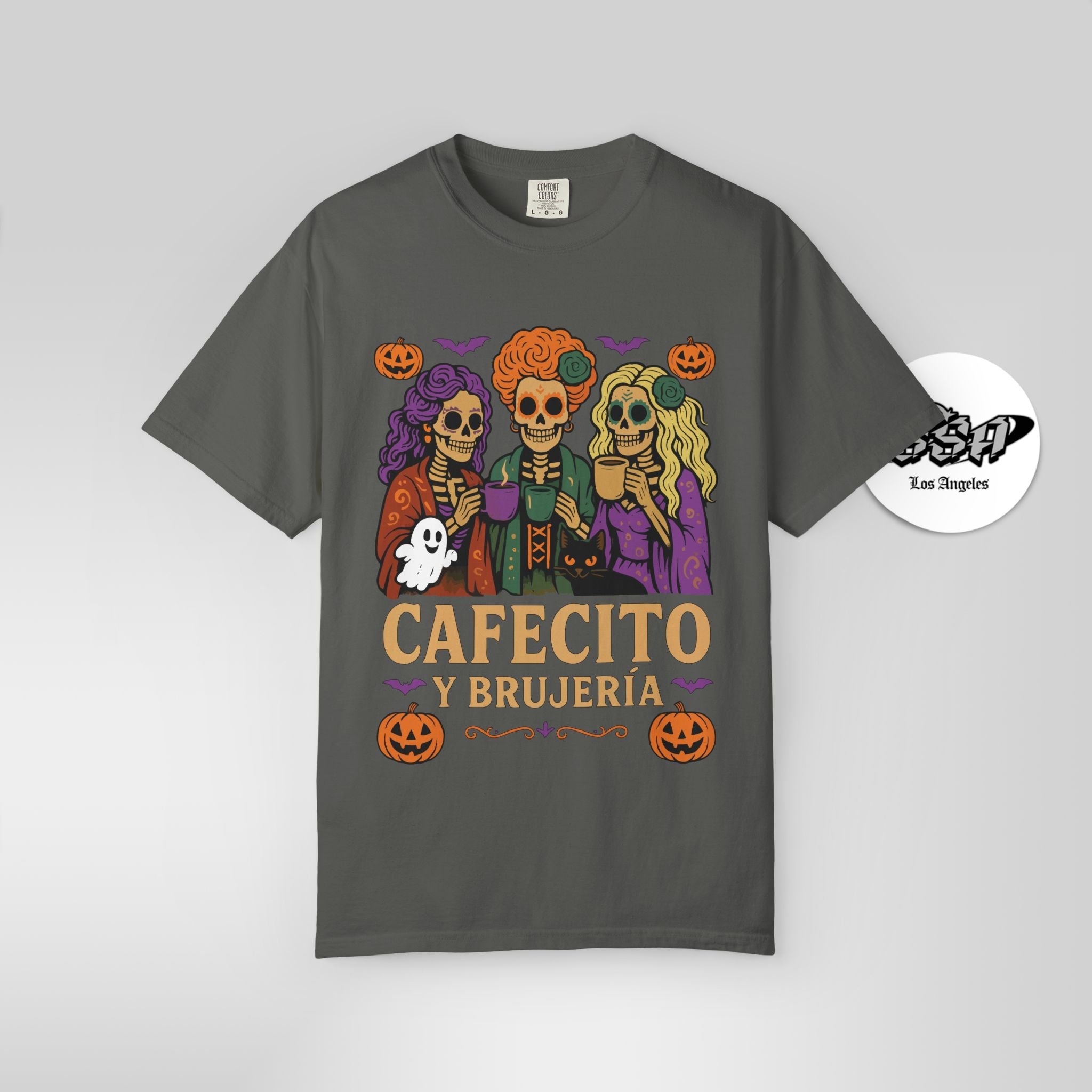 Cafecito y Brujería Halloween Shirt – Spooky Latina Witch Tee - Stonk Shark Co.