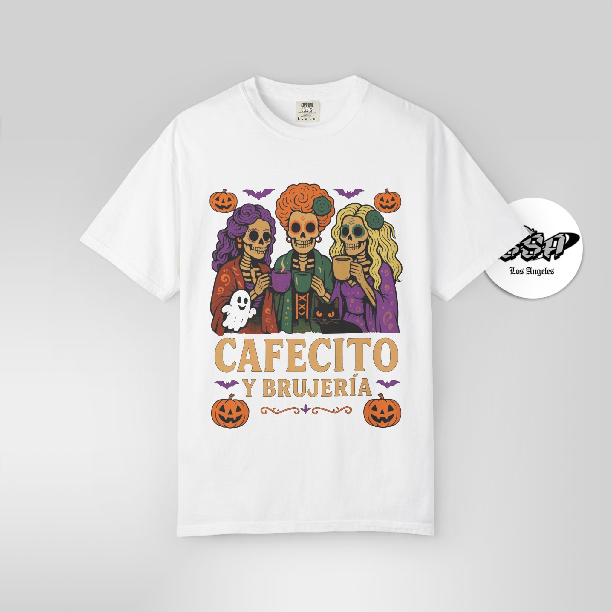 Cafecito y Brujería Halloween Shirt – Spooky Latina Witch Tee - Stonk Shark Co.