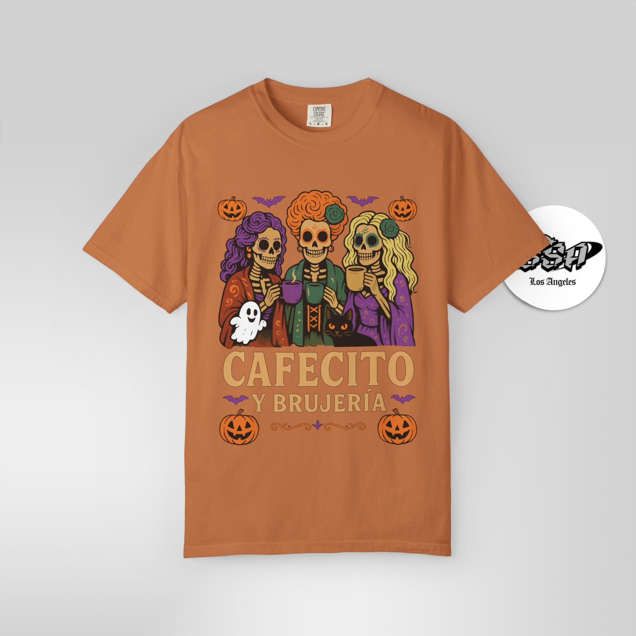 Cafecito y Brujería Halloween Shirt – Spooky Latina Witch Tee - Stonk Shark Co.
