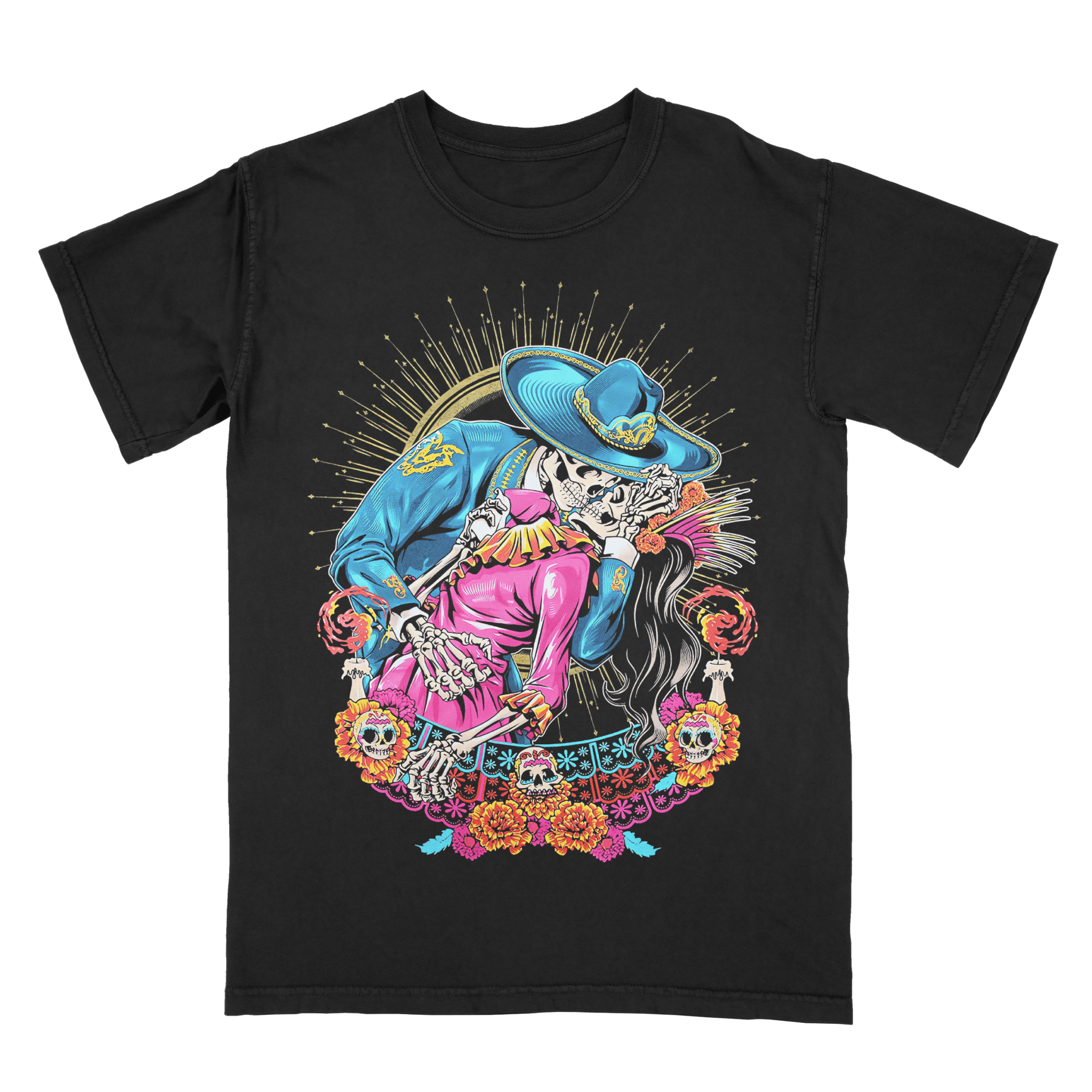 CHARRO & CATRINA DIA DE LOS MUERTOS T SHIRT - Stonk Shark Co.