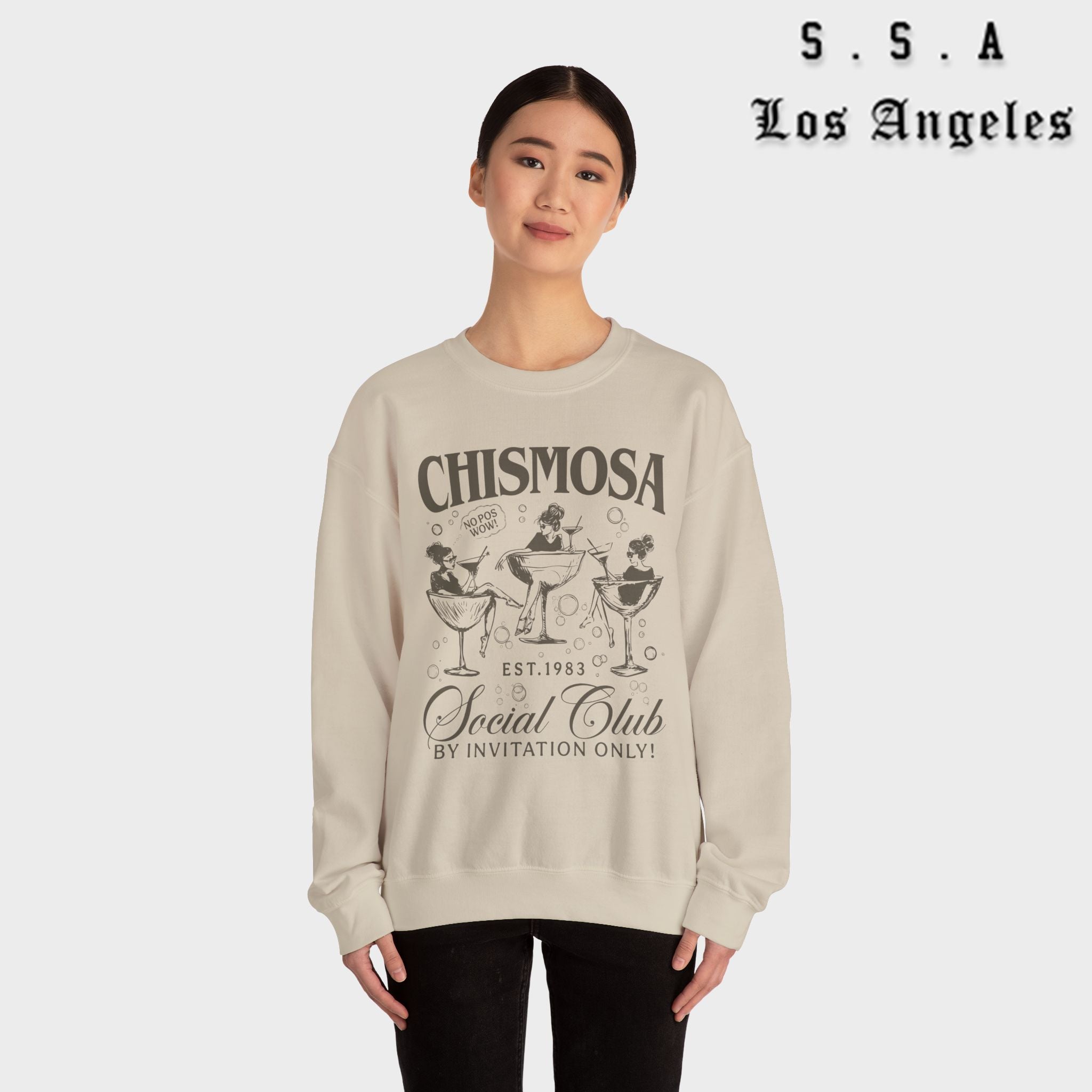 Chismosa Social Club Sweatshirt – Funny Vintage Vibe Crewneck Sweatshirt - Stonk Shark Co.