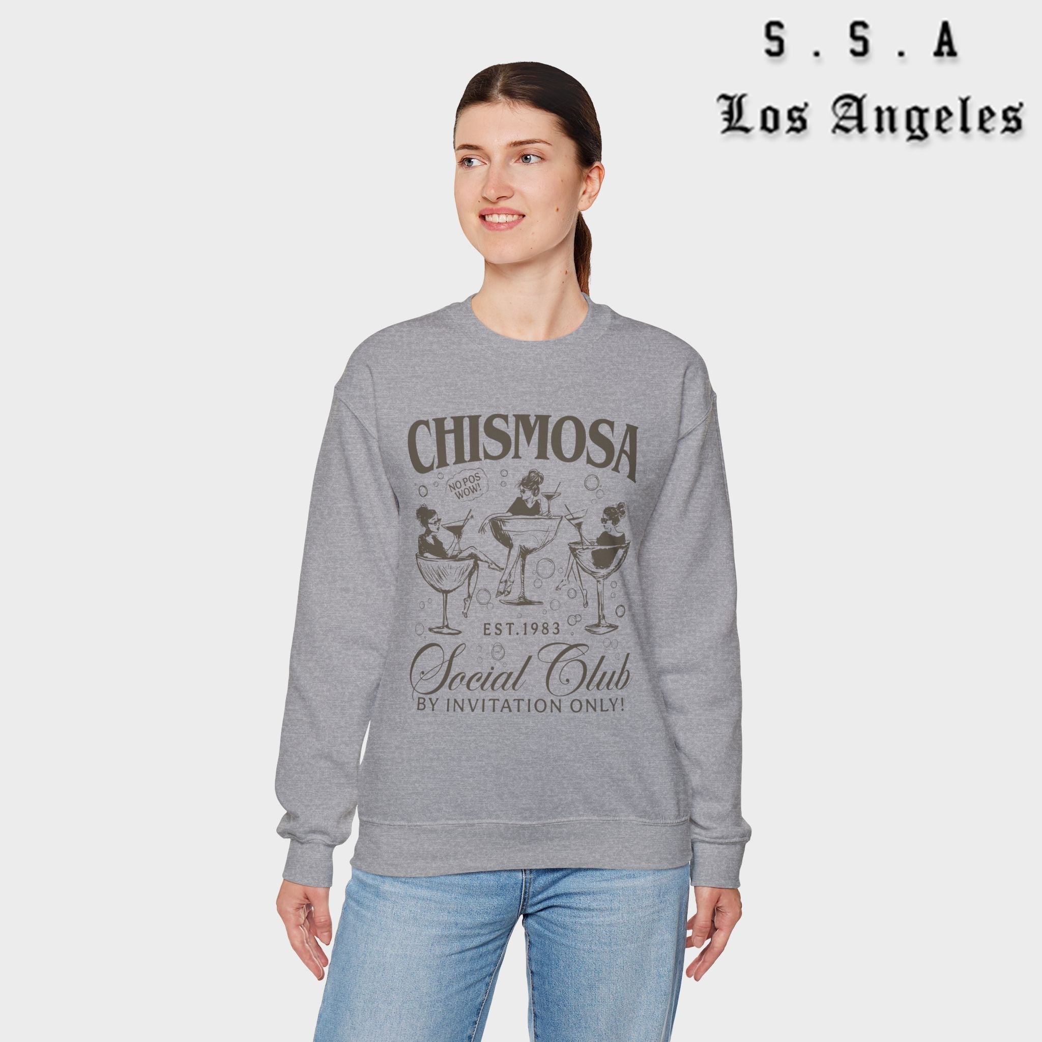 Chismosa Social Club Sweatshirt – Funny Vintage Vibe Crewneck Sweatshirt - Stonk Shark Co.