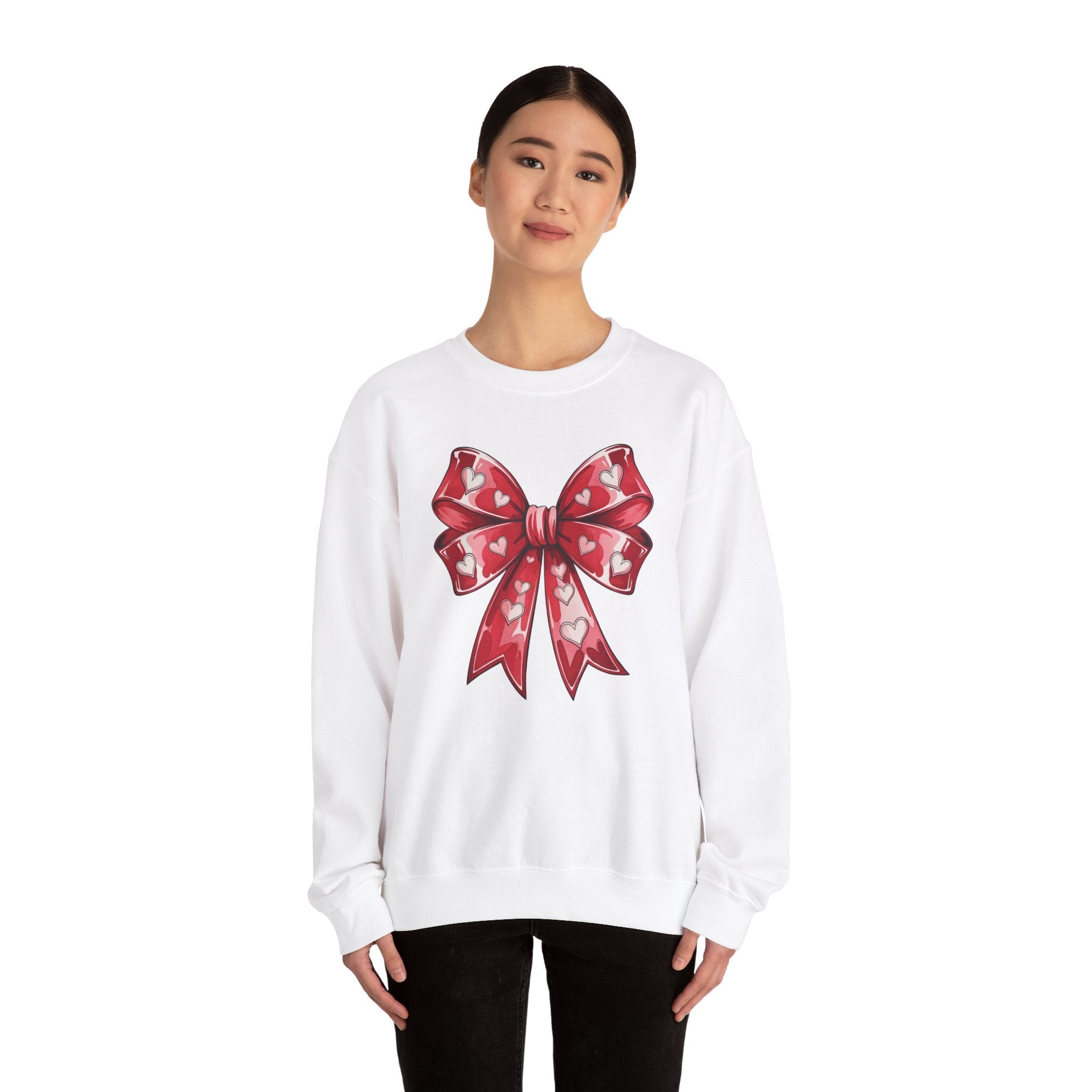 Coquette Red Bow Sweatshirt – Romantic Valentine’s Day Sweater - Stonk Shark Co.