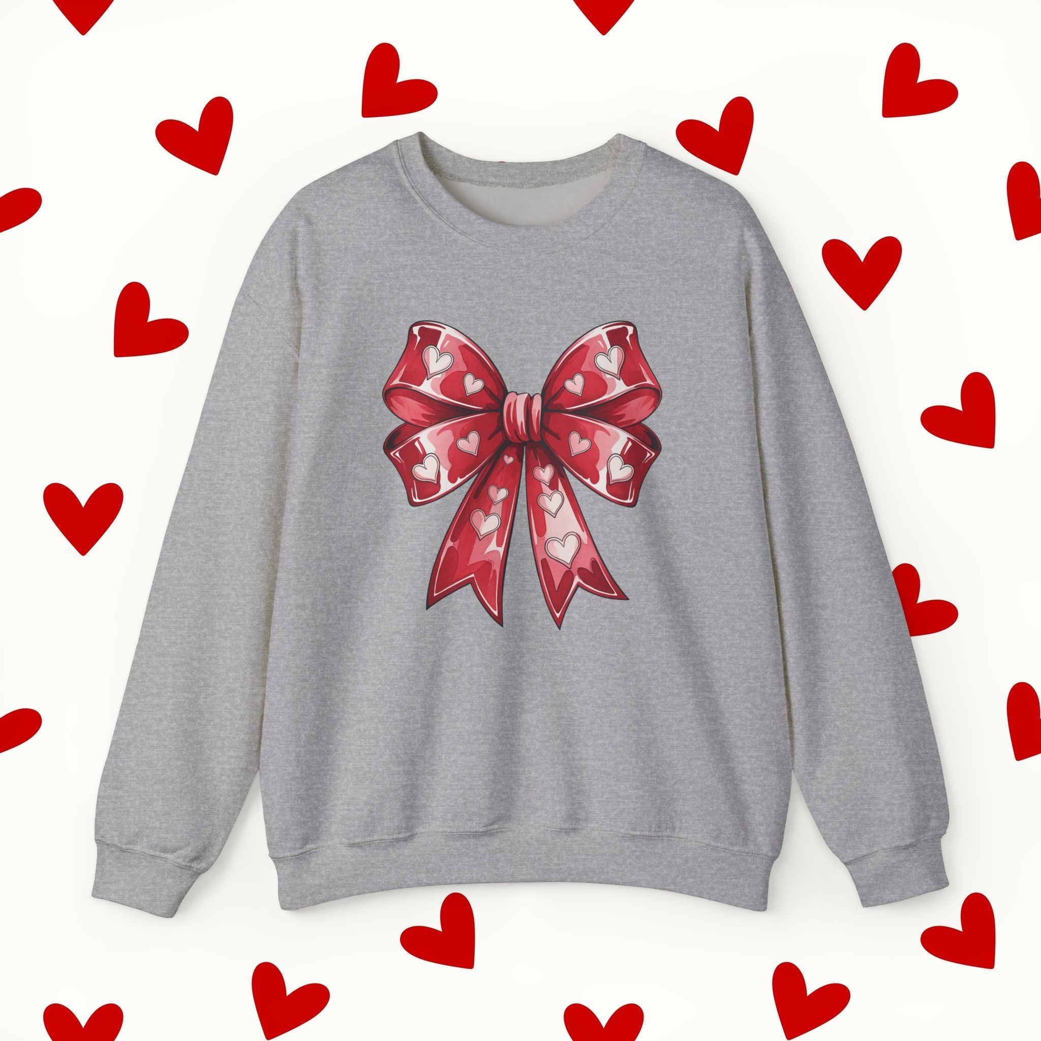 Coquette Red Bow Sweatshirt – Romantic Valentine’s Day Sweater - Stonk Shark Co.