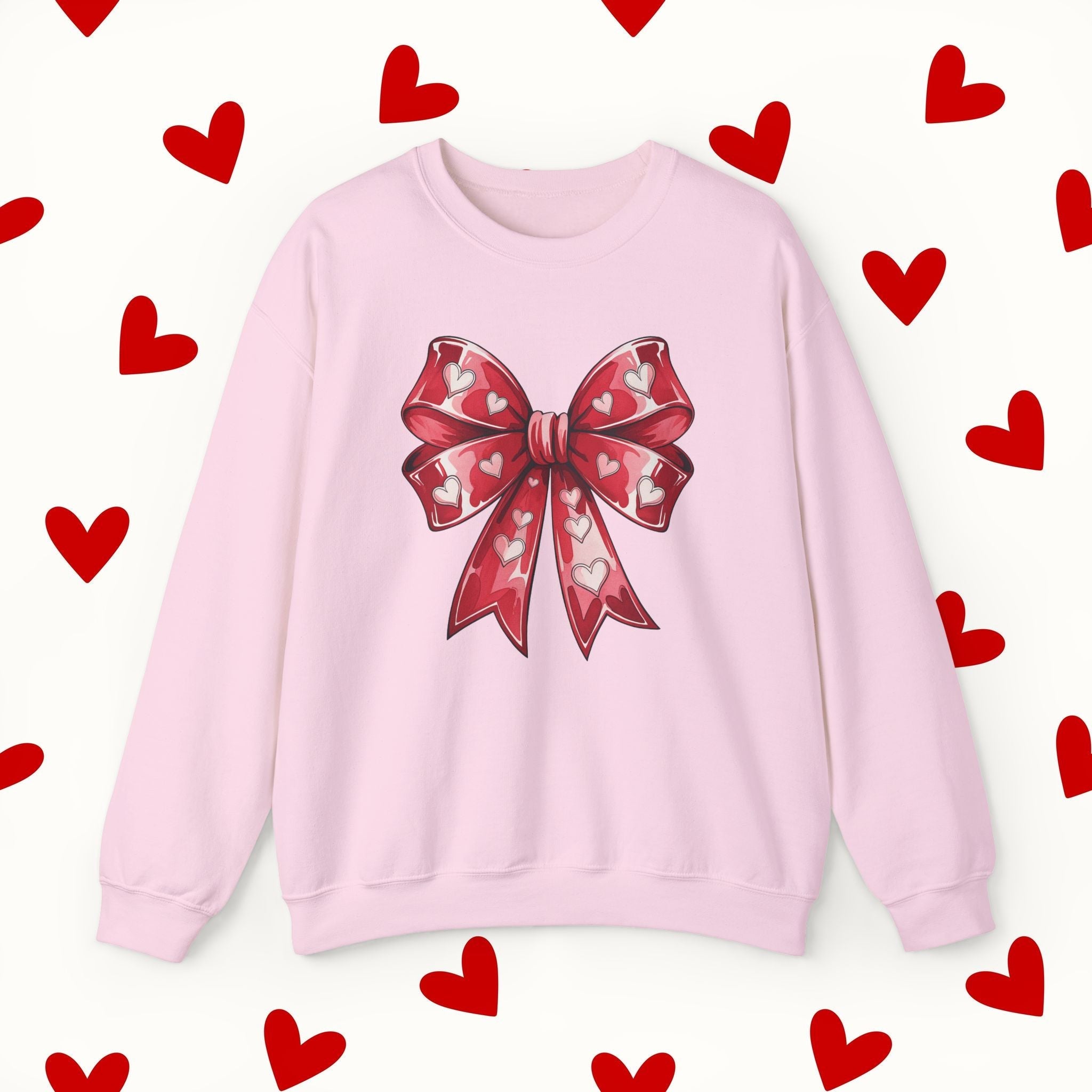 Coquette Red Bow Sweatshirt – Romantic Valentine’s Day Sweater - Stonk Shark Co.