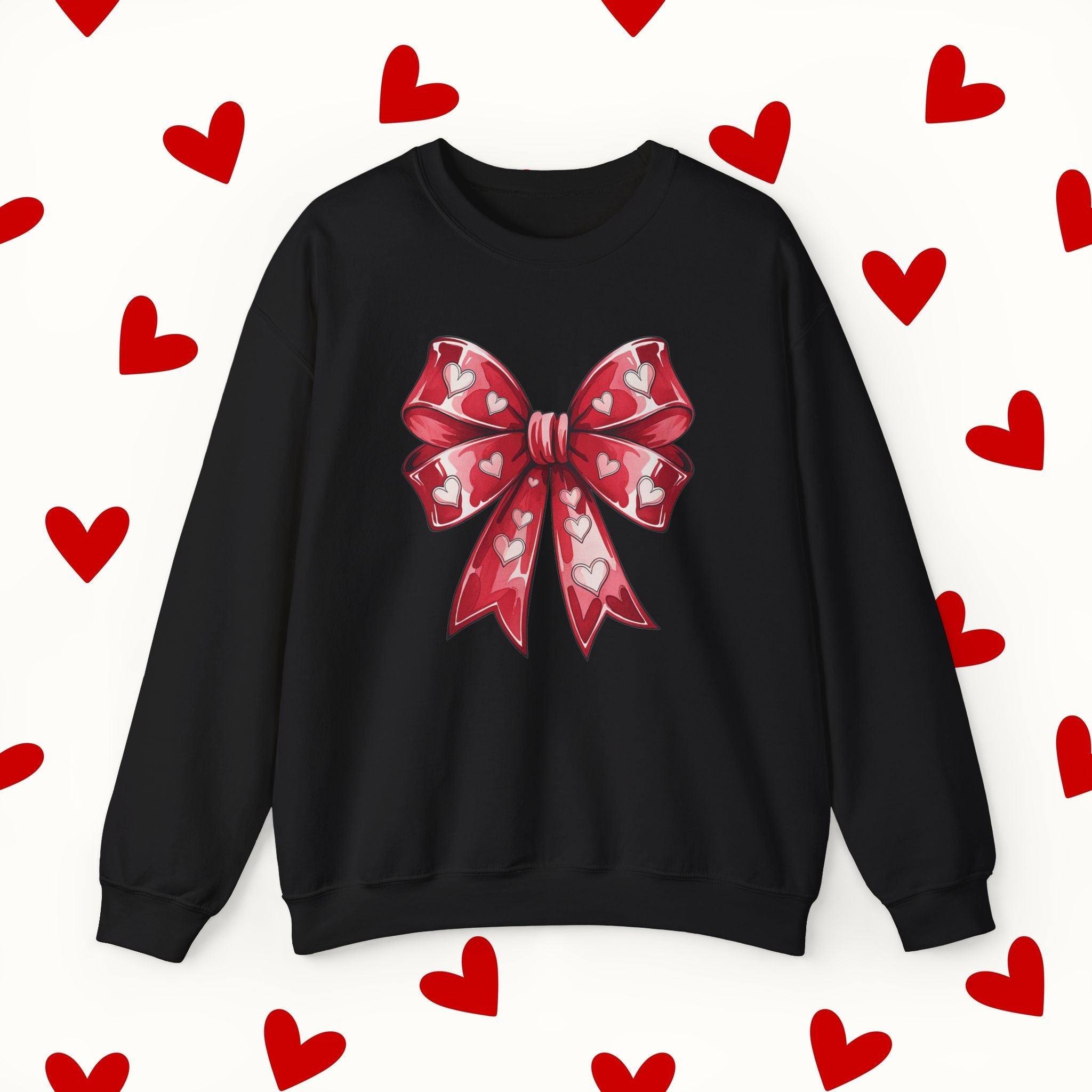 Coquette Red Bow Sweatshirt – Romantic Valentine’s Day Sweater - Stonk Shark Co.