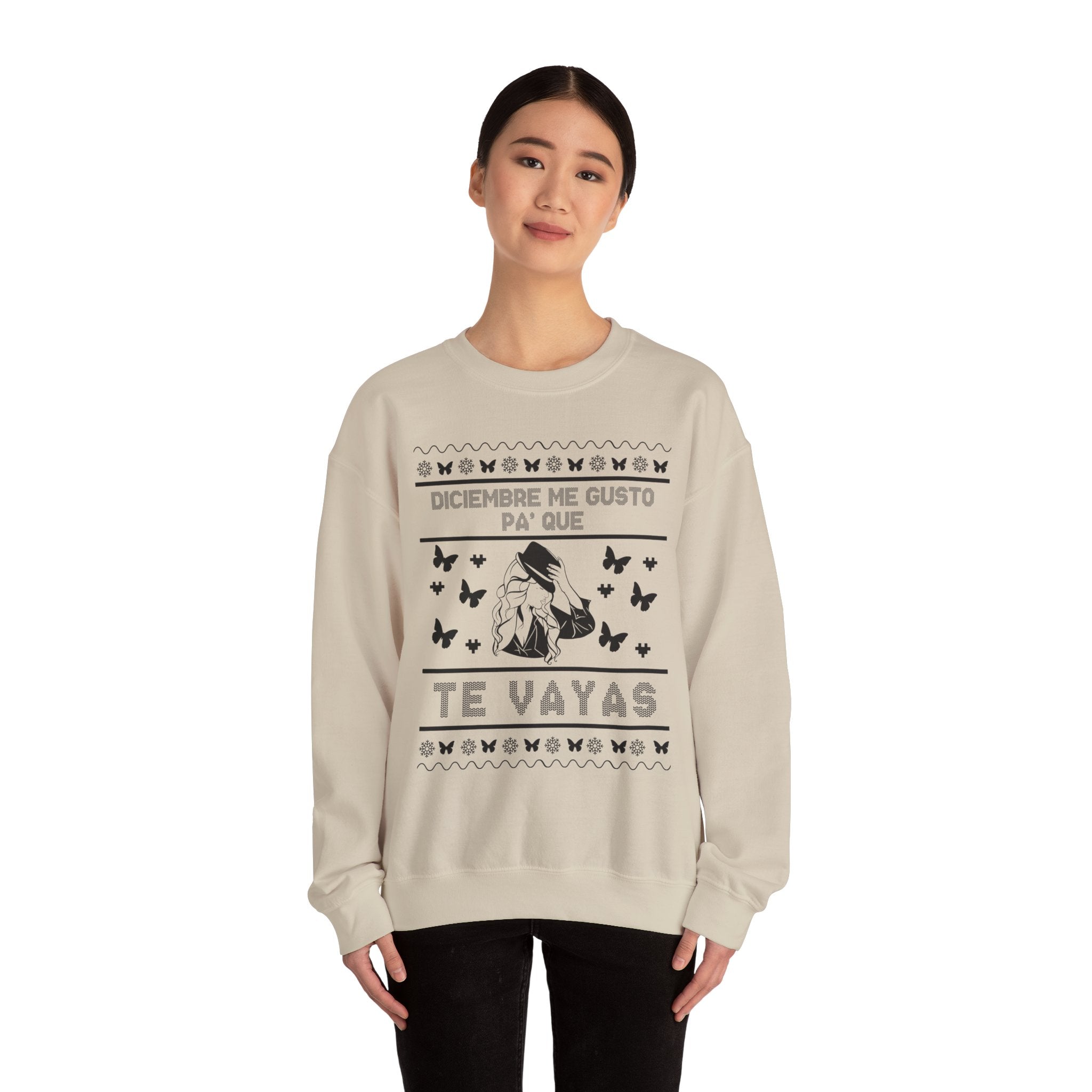 Diciembre Me Gustó Ugly Christmas Sweater – Jenni Lyrics Holiday Sweatshirt - Stonk Shark Co.