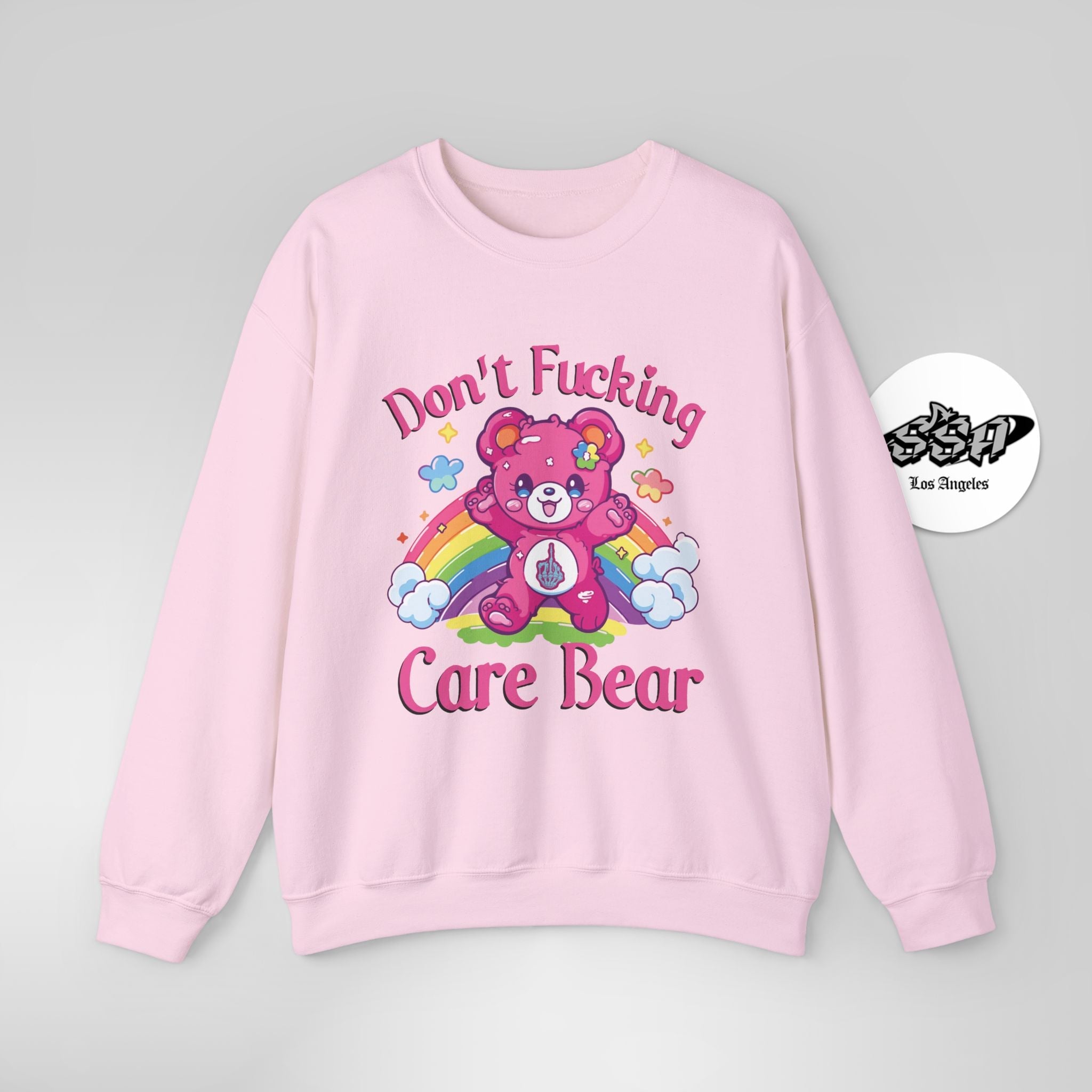Don’t F***ing Care Bear Sweatshirt – Funny Rainbow Sweater - Stonk Shark Co.