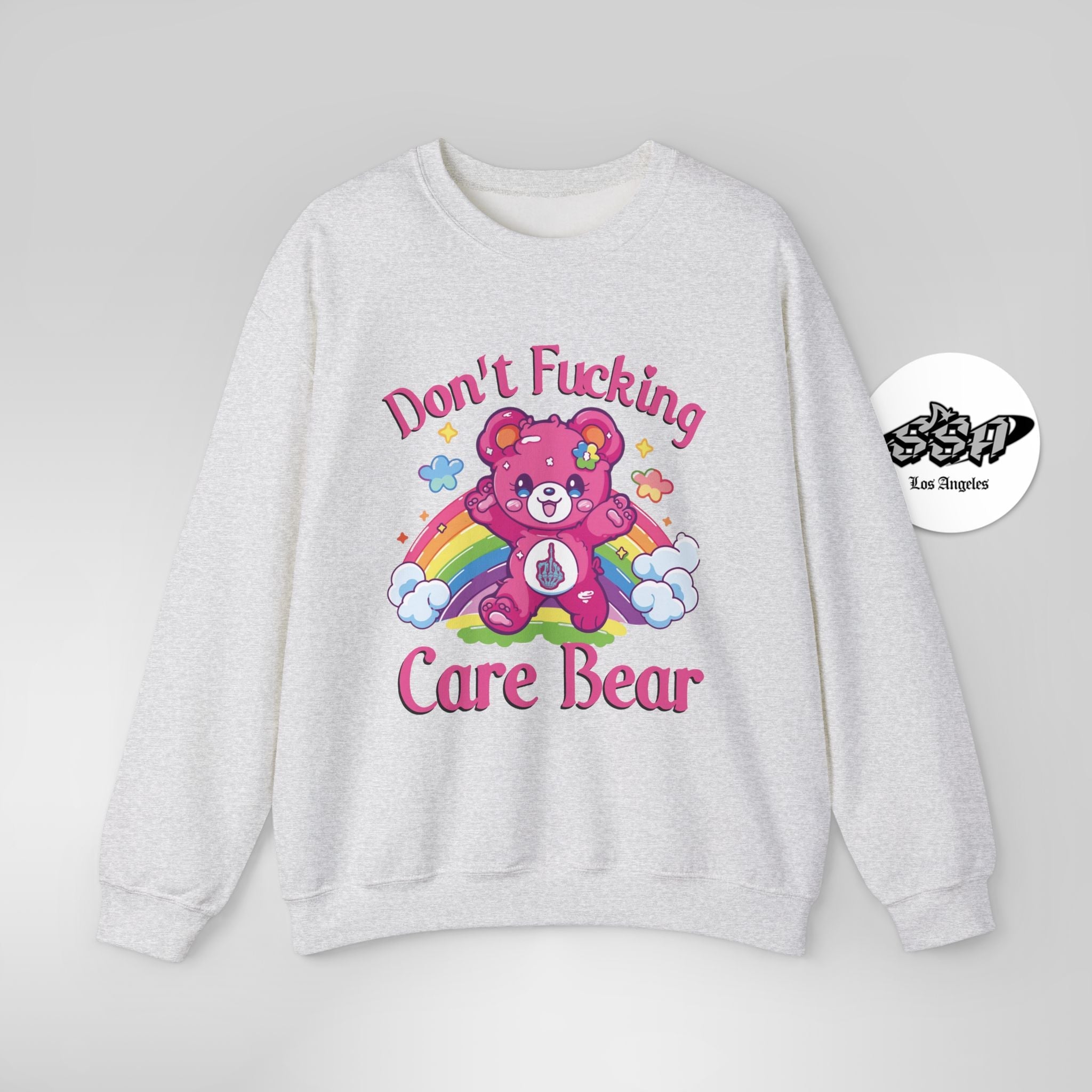 Don’t F***ing Care Bear Sweatshirt – Funny Rainbow Sweater - Stonk Shark Co.
