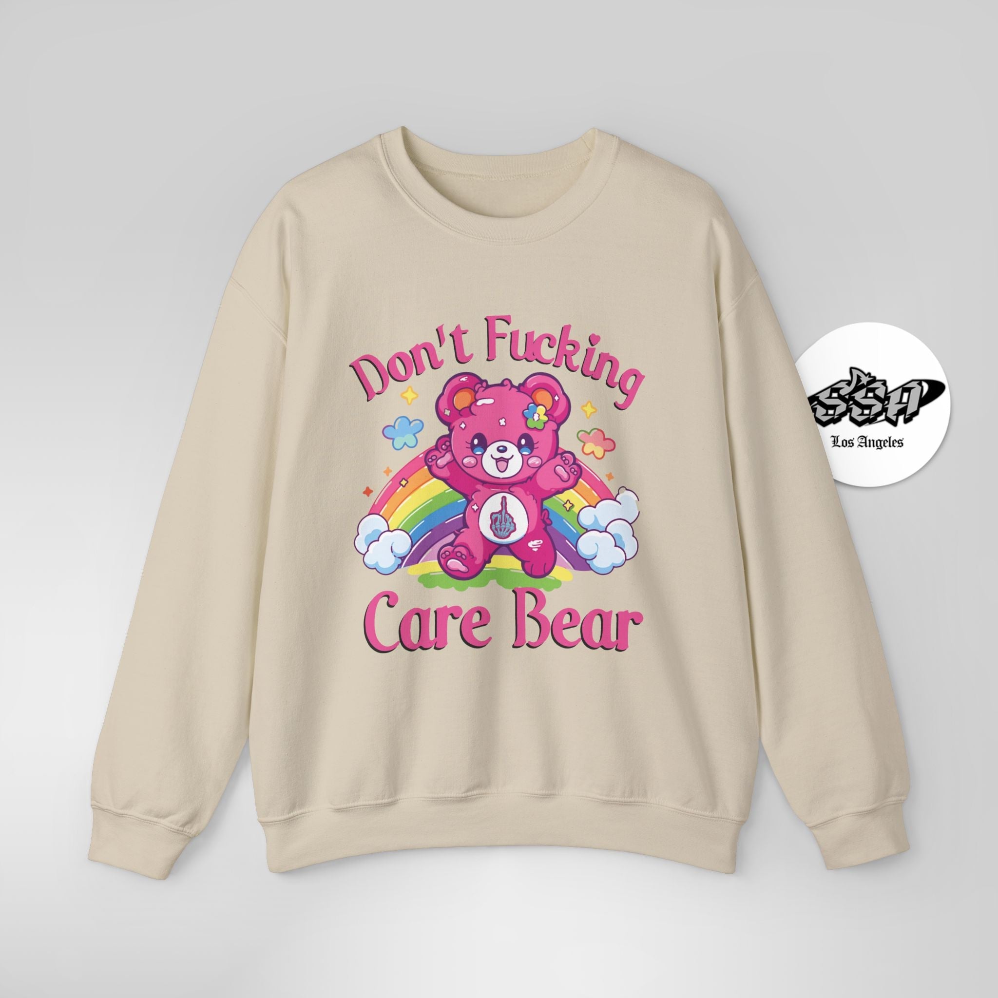 Don’t F***ing Care Bear Sweatshirt – Funny Rainbow Sweater - Stonk Shark Co.