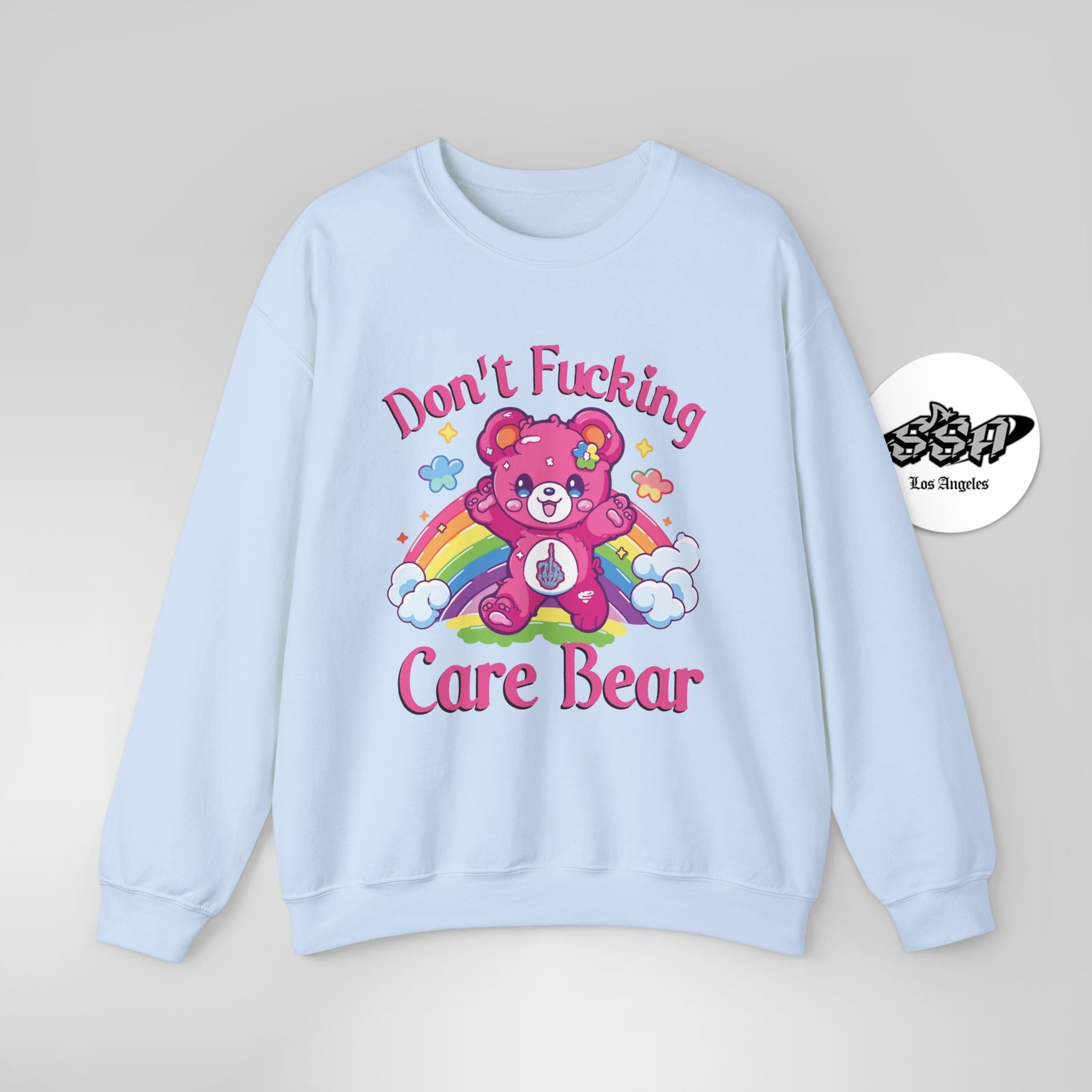 Don’t F***ing Care Bear Sweatshirt – Funny Rainbow Sweater - Stonk Shark Co.