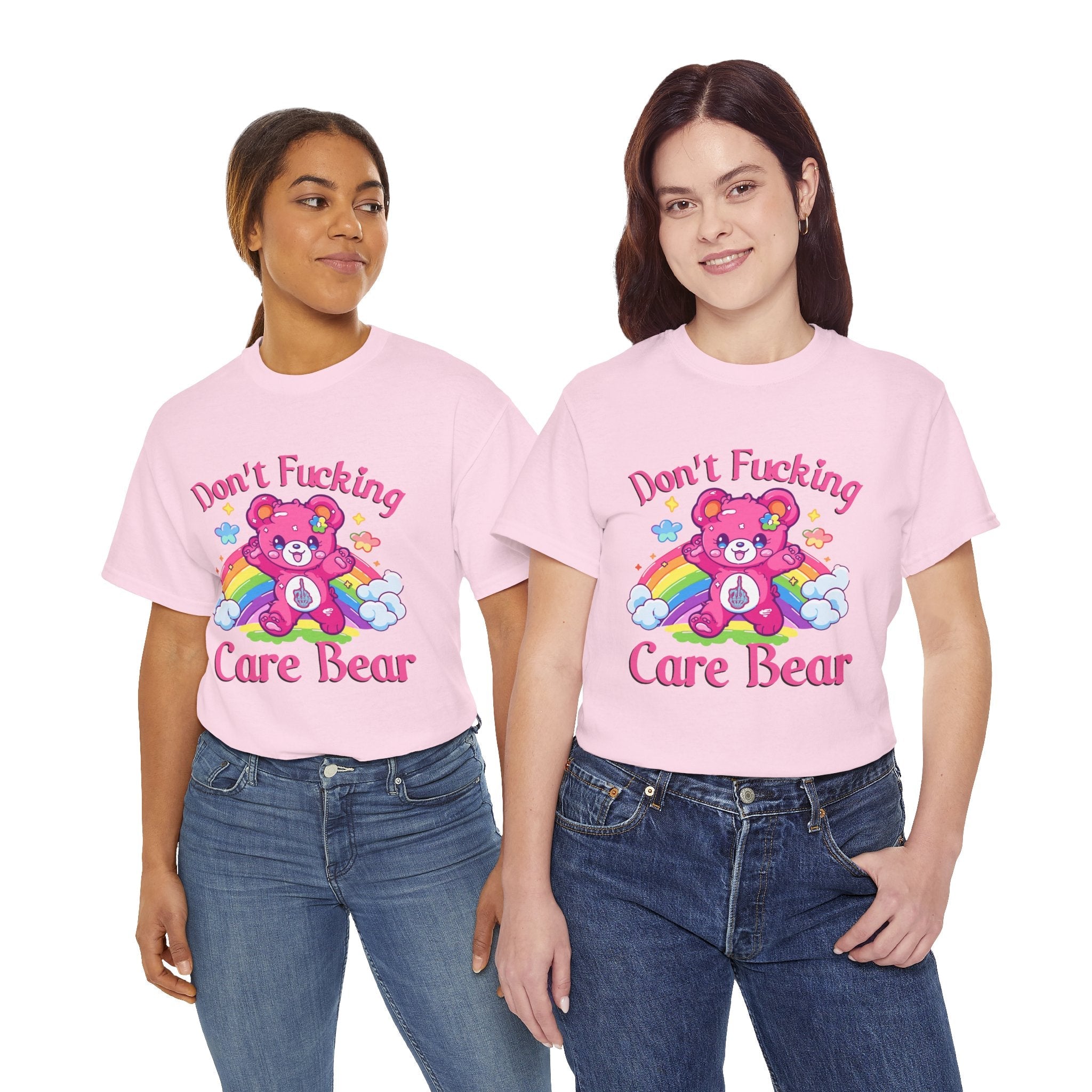 Don’t F***ing Care Bear T-Shirt – Funny Rainbow Graphic Tee - Stonk Shark Co.