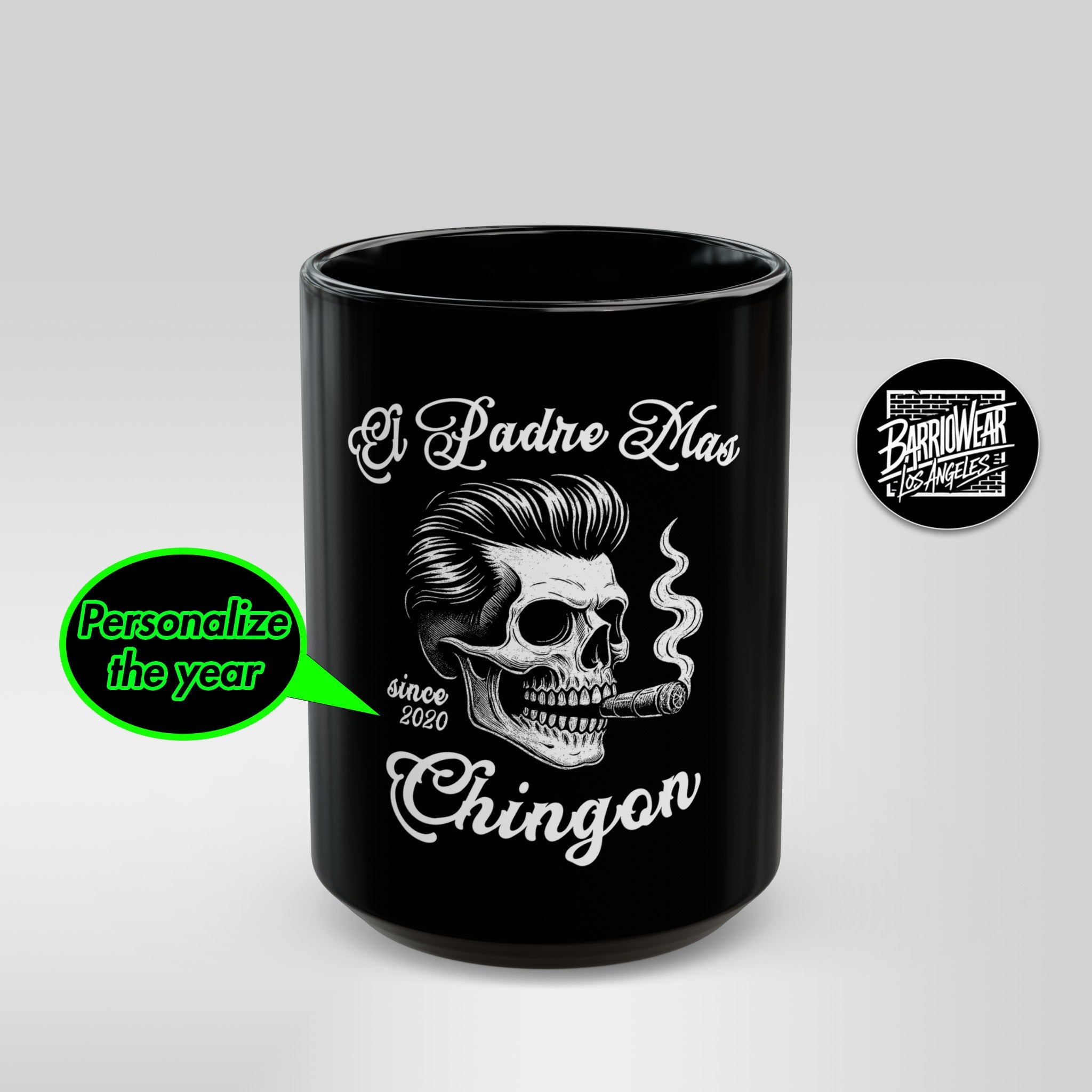 El Padre Más Chingón Mug – Personalized Year Skull Art Gift for Dad - Stonk Shark Co.
