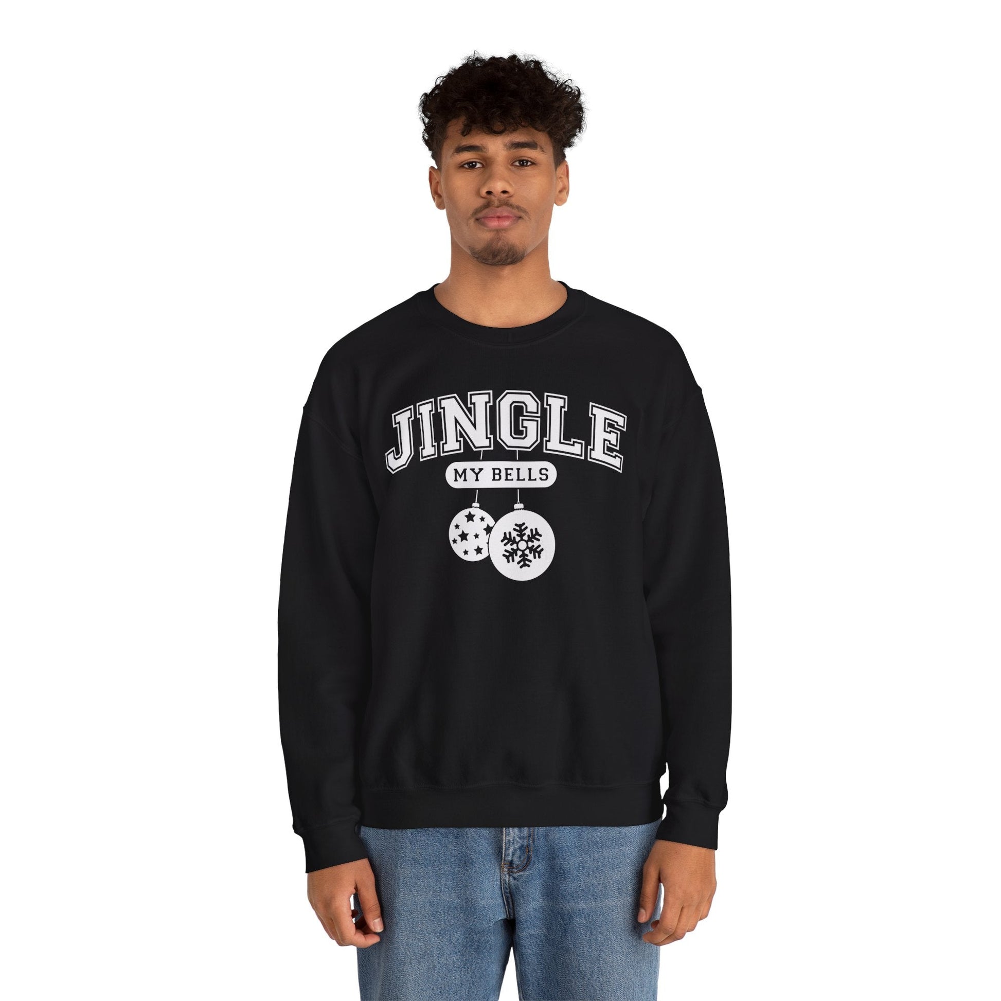 Feel The Joy & Jingle My Bells – Funny Couples Christmas Sweatshirt - Stonk Shark Co.