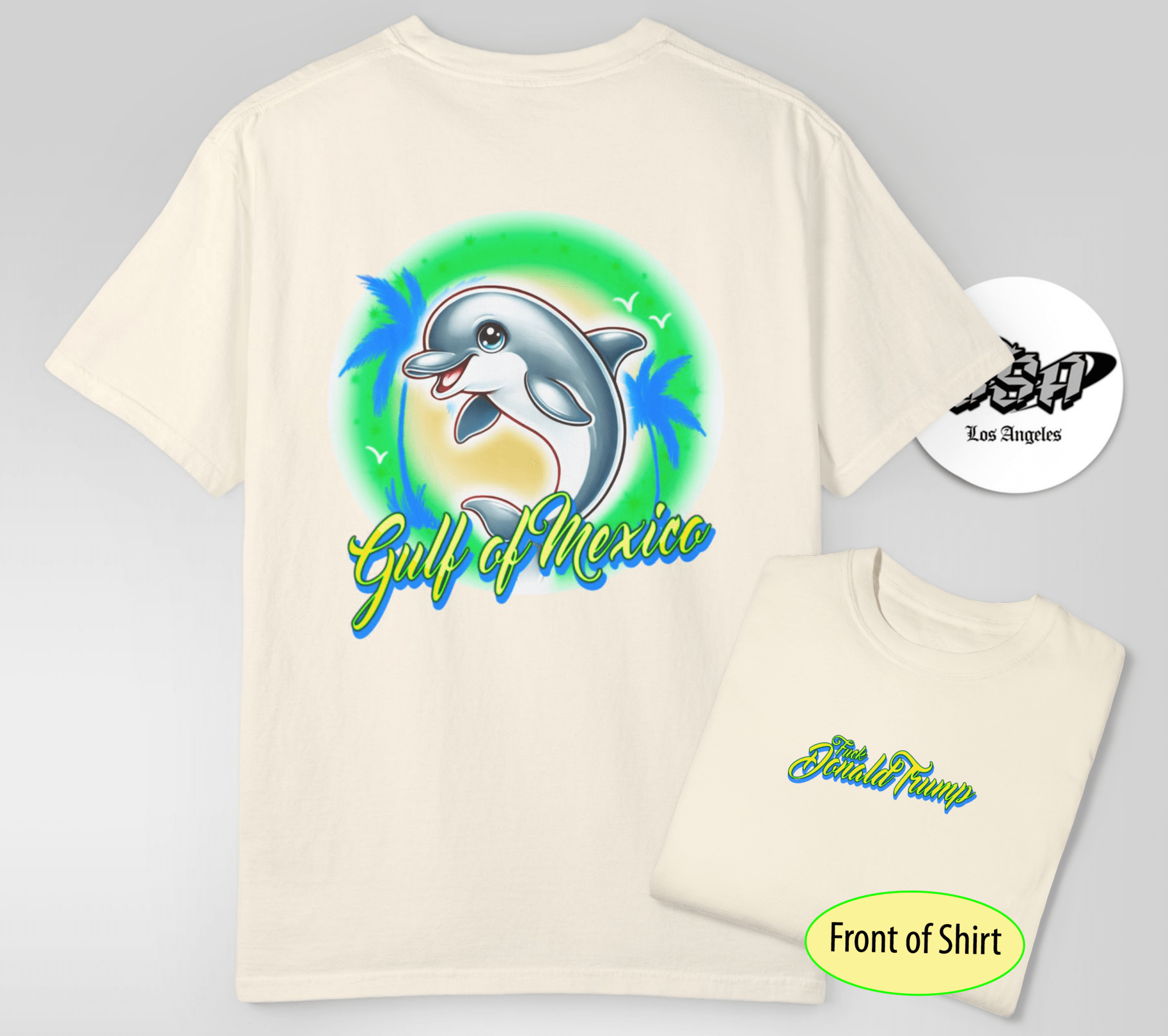 Gulf of Mexico Dolphin FDT Double Sided T shirt Funny Anti - Trump Graphic Tee - Stonk Shark Co.