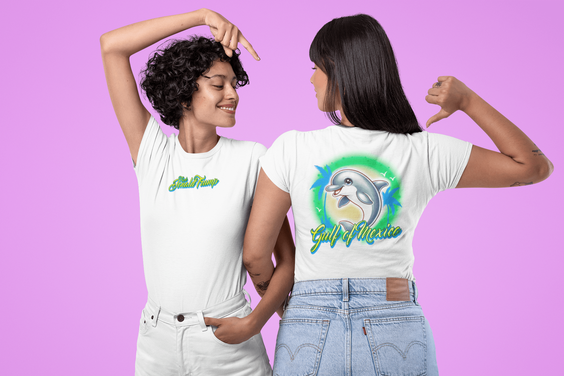 Gulf of Mexico Dolphin FDT Double Sided T shirt Funny Anti - Trump Graphic Tee - Stonk Shark Co.