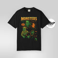 Halloween Monsters 90s Bootleg T-Shirt – Frankenstein, Dracula, Mummy & Werewolf Hip - Hop Style Tee - Stonk Shark Co.