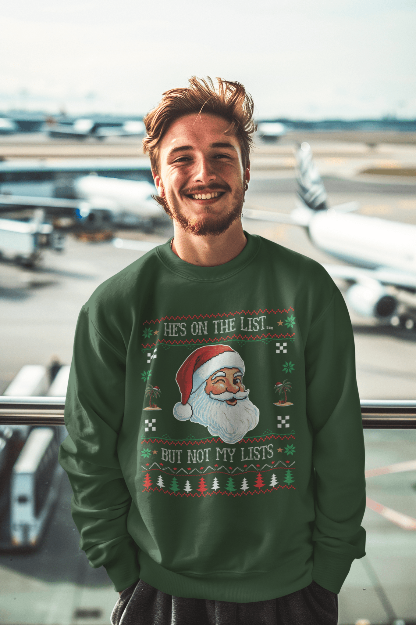 "He's On The List... But Not My Lists" Ugly Christmas Sweater | Parody Xmas Sweatshirt - Stonk Shark Co.