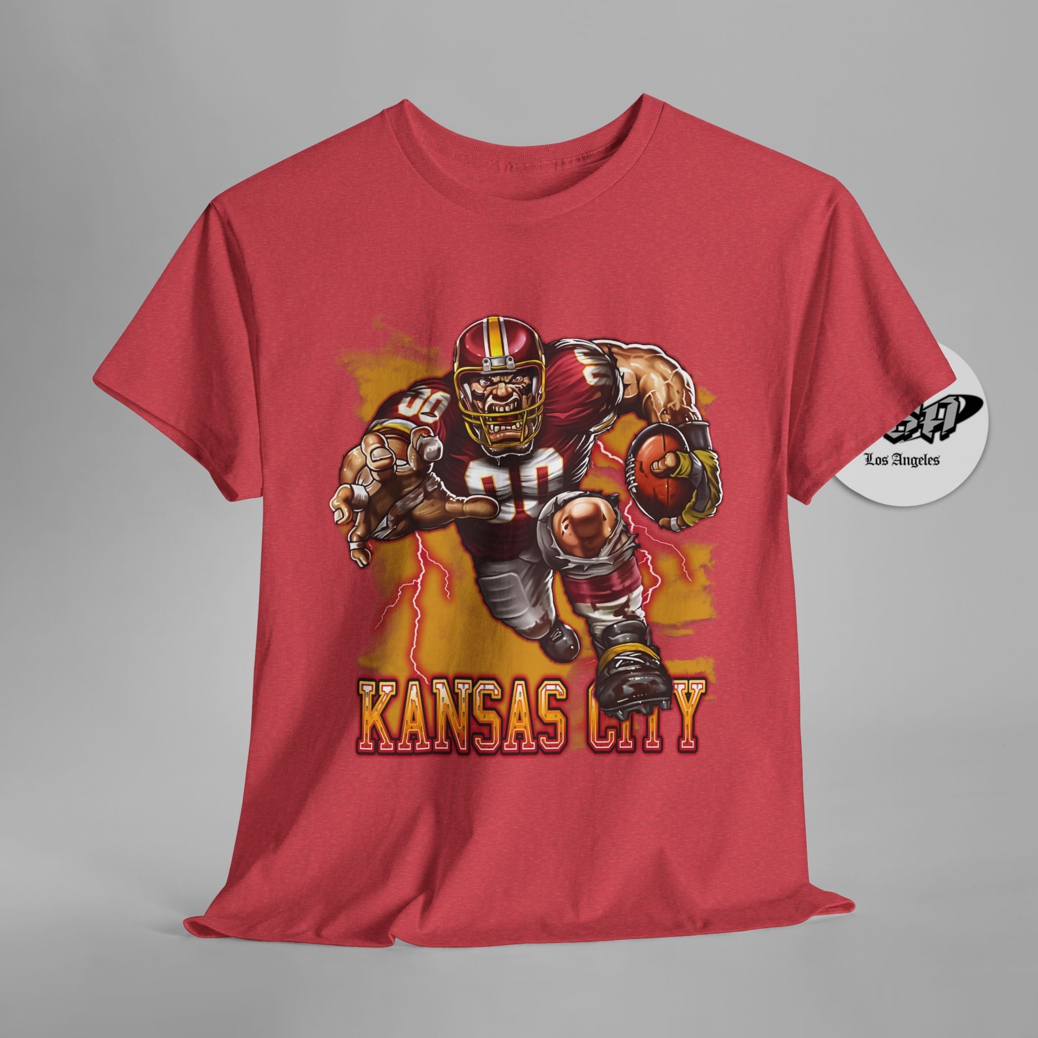 Kansas City Football Mascot Shirt – Red & Gold Fans Game Day Tee - Stonk Shark Co.