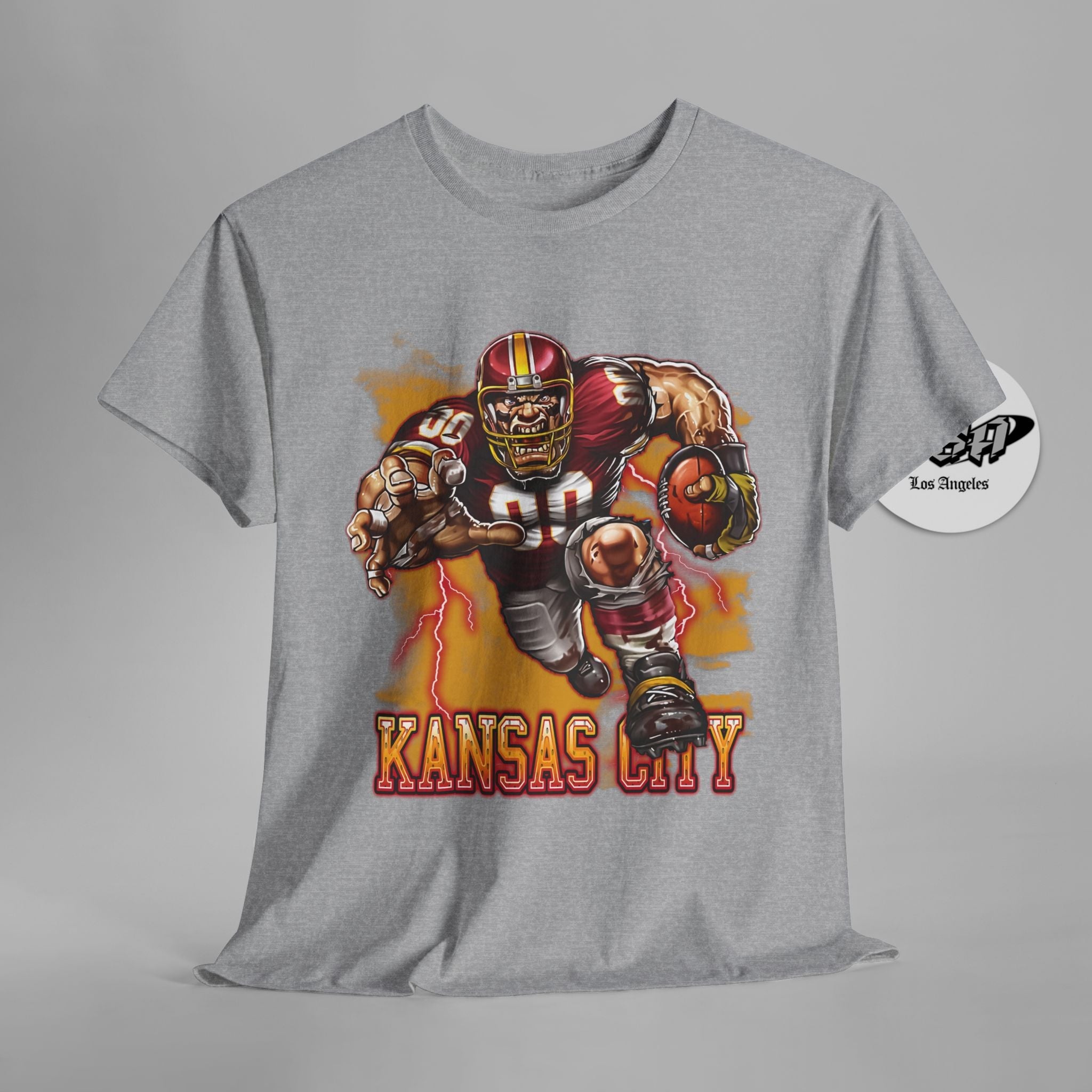 Kansas City Football Mascot Shirt – Red & Gold Fans Game Day Tee - Stonk Shark Co.