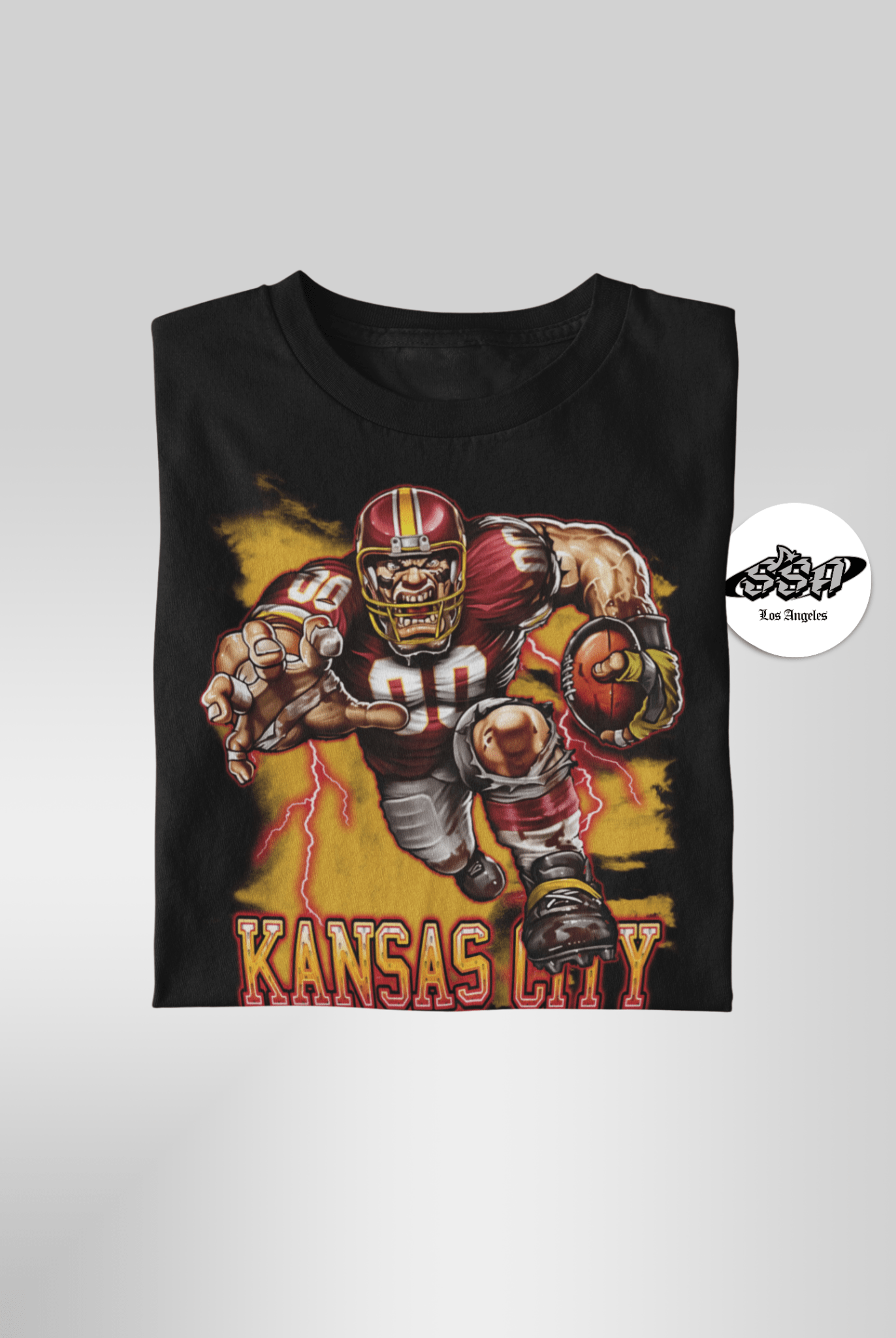 Kansas City Football Mascot Shirt – Red & Gold Fans Game Day Tee - Stonk Shark Co.
