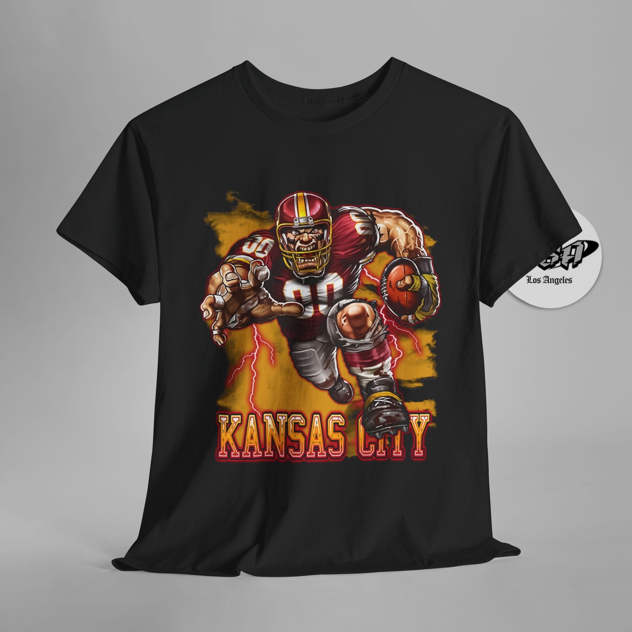 Kansas City Football Mascot Shirt – Red & Gold Fans Game Day Tee - Stonk Shark Co.