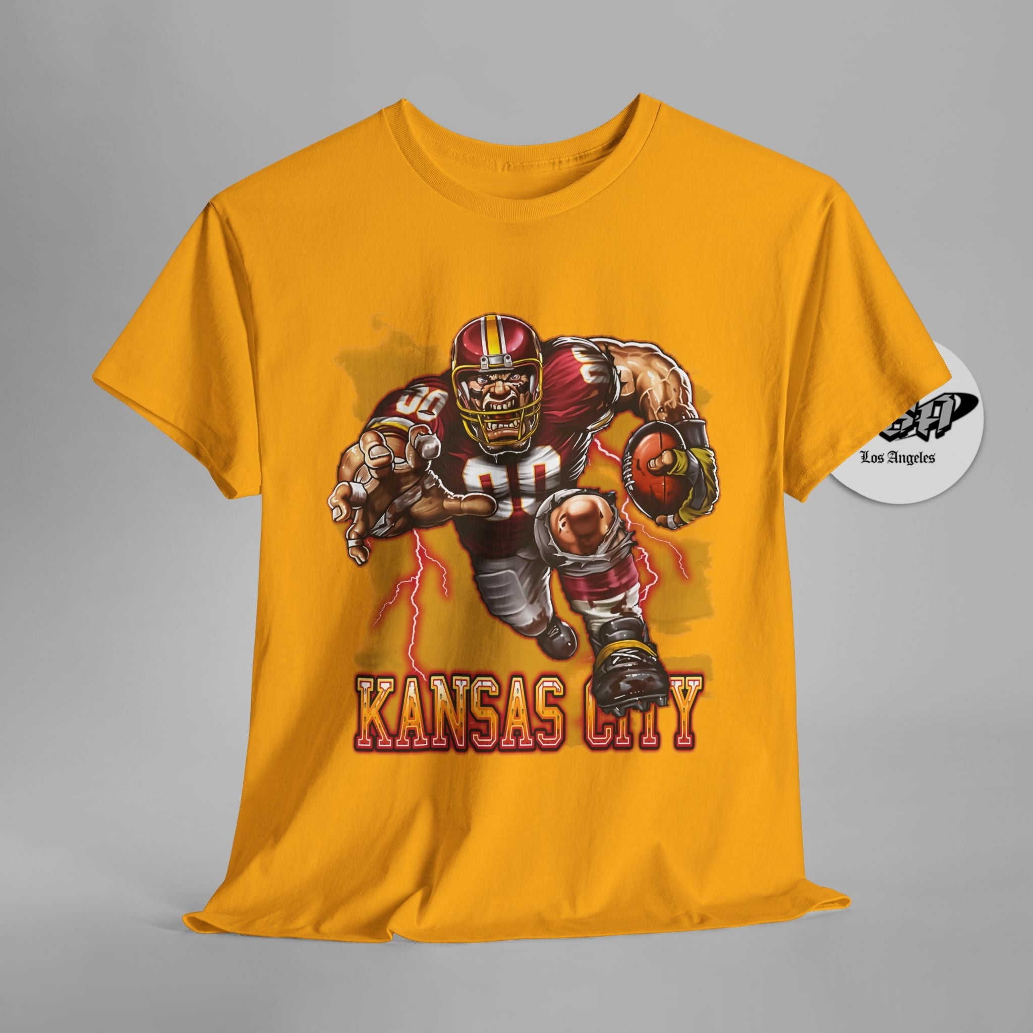 Kansas City Football Mascot Shirt – Red & Gold Fans Game Day Tee - Stonk Shark Co.