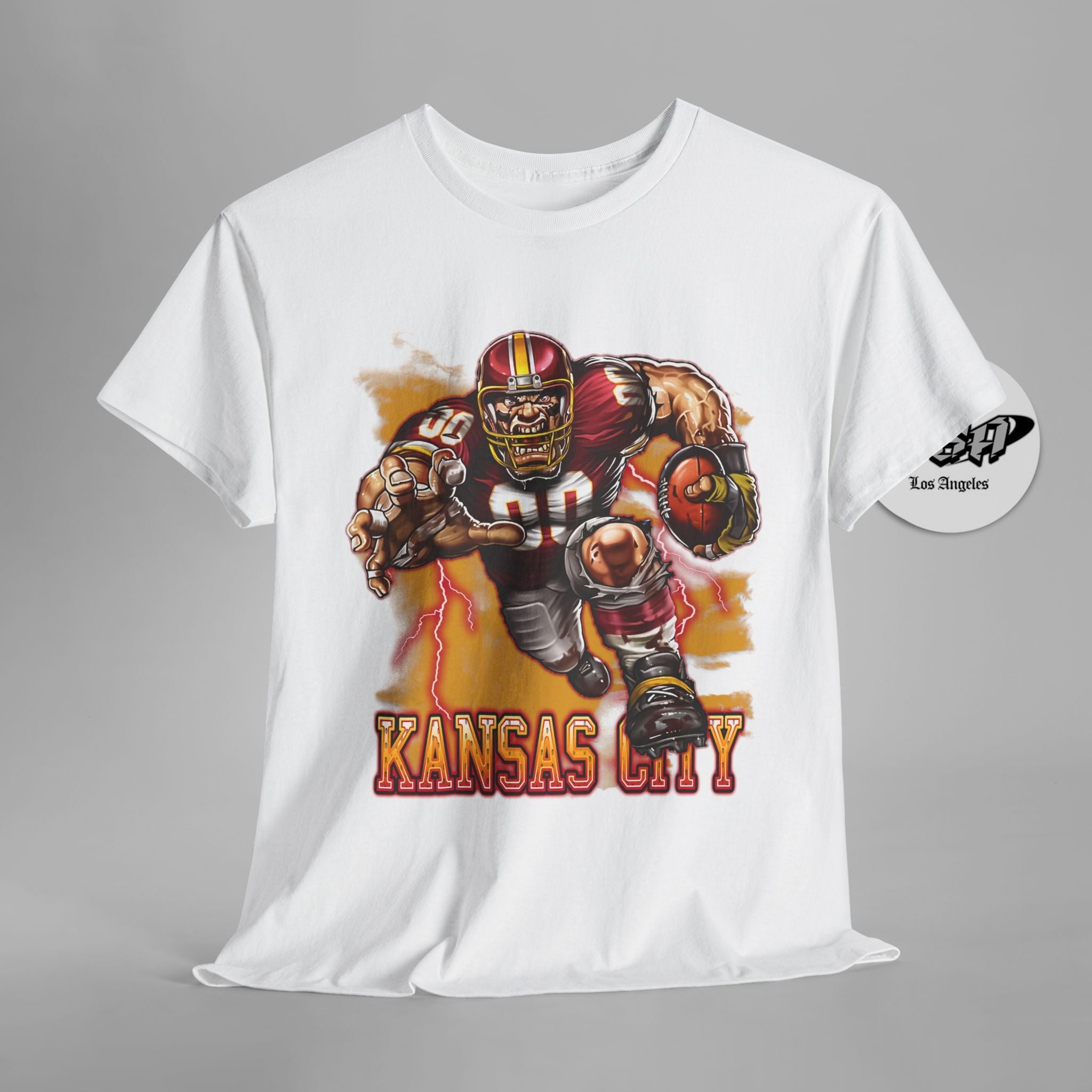 Kansas City Football Mascot Shirt – Red & Gold Fans Game Day Tee - Stonk Shark Co.