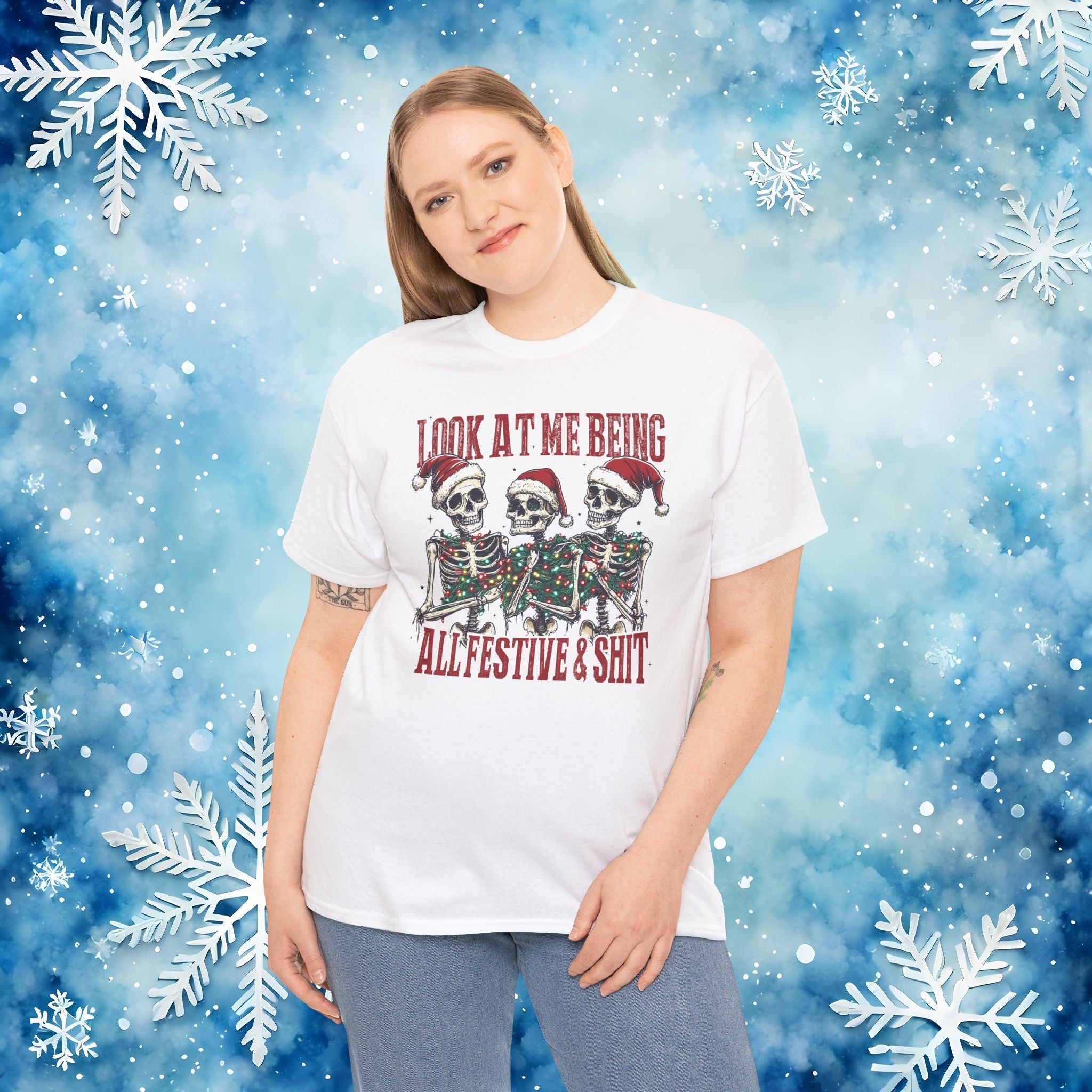 Look at Me All Festive and Sh*t t shirt – Funny Christmas Skeleton Holiday Xmas Tee - Stonk Shark Co.