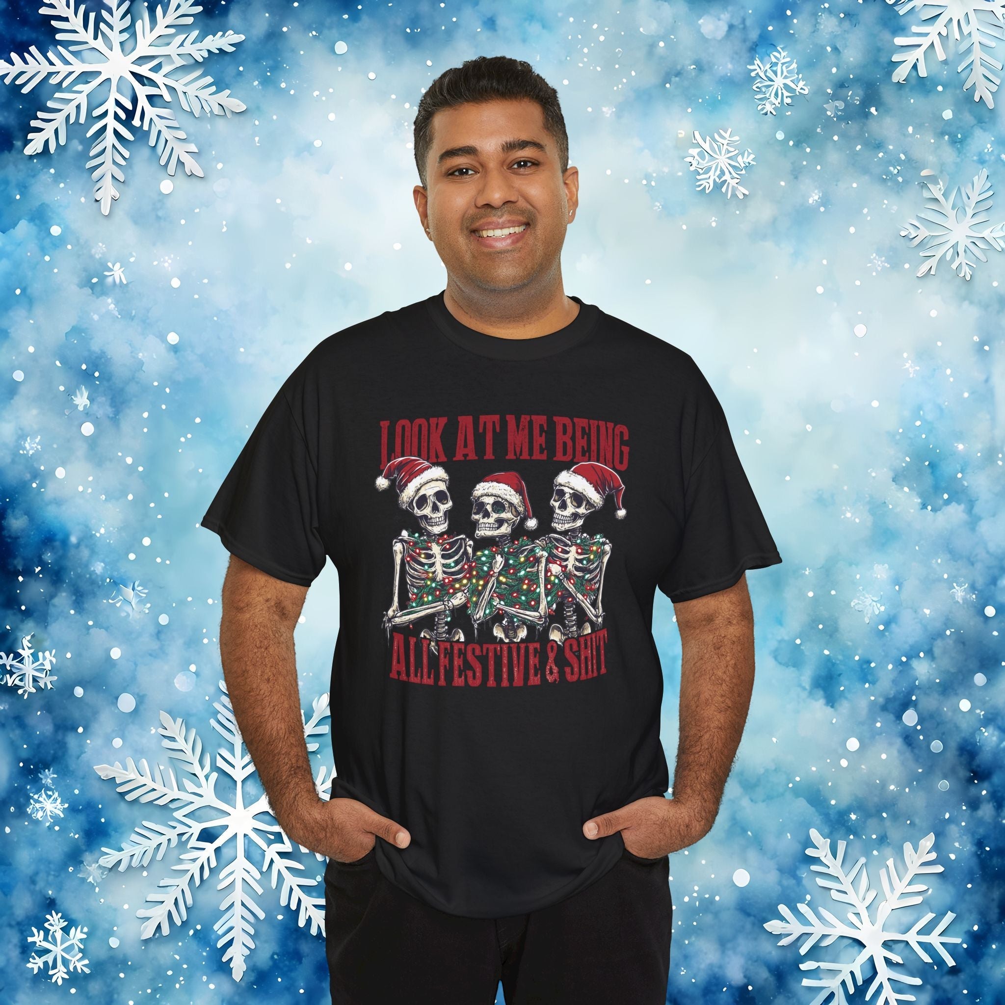 Look at Me All Festive and Sh*t t shirt – Funny Christmas Skeleton Holiday Xmas Tee - Stonk Shark Co.