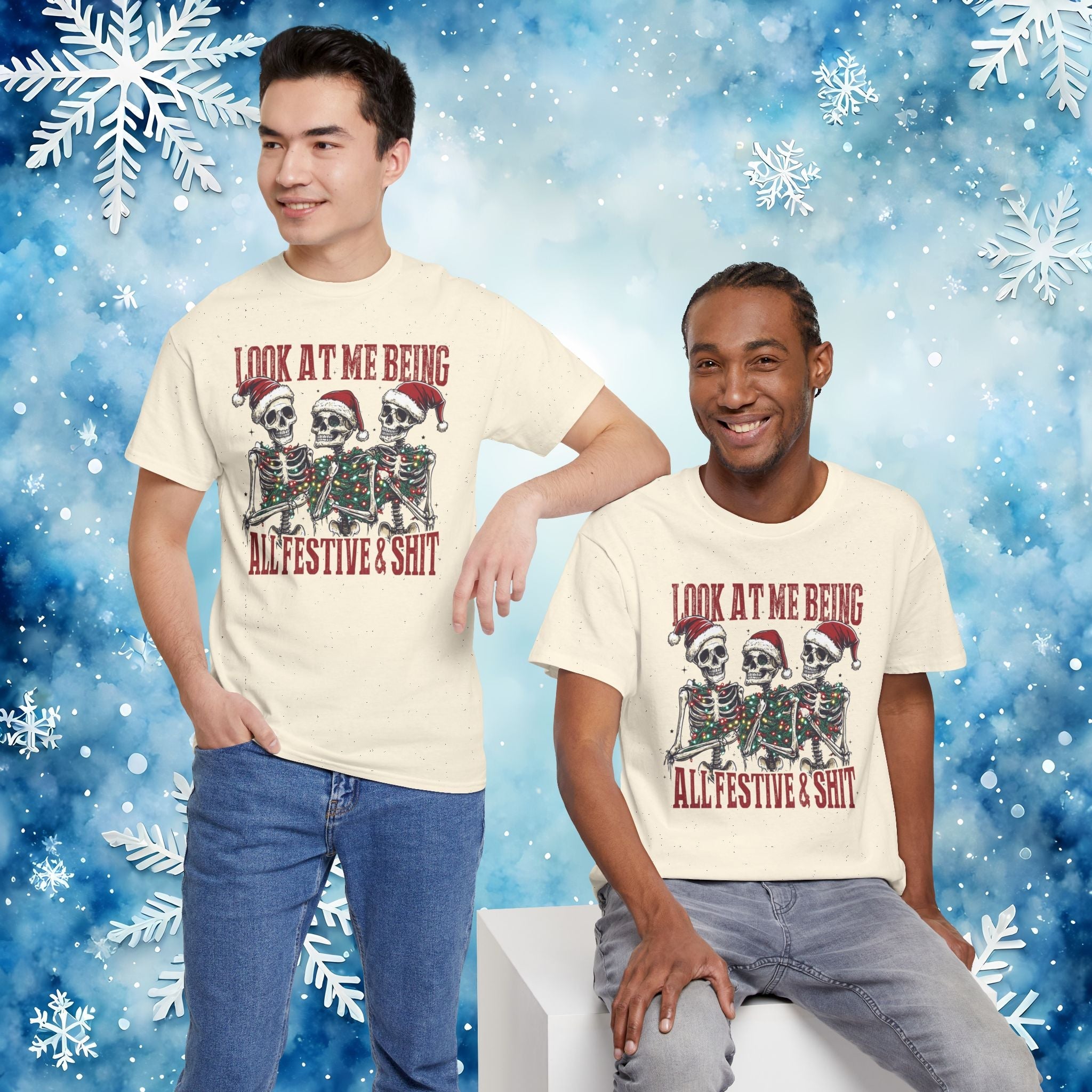 Look at Me All Festive and Sh*t t shirt – Funny Christmas Skeleton Holiday Xmas Tee - Stonk Shark Co.