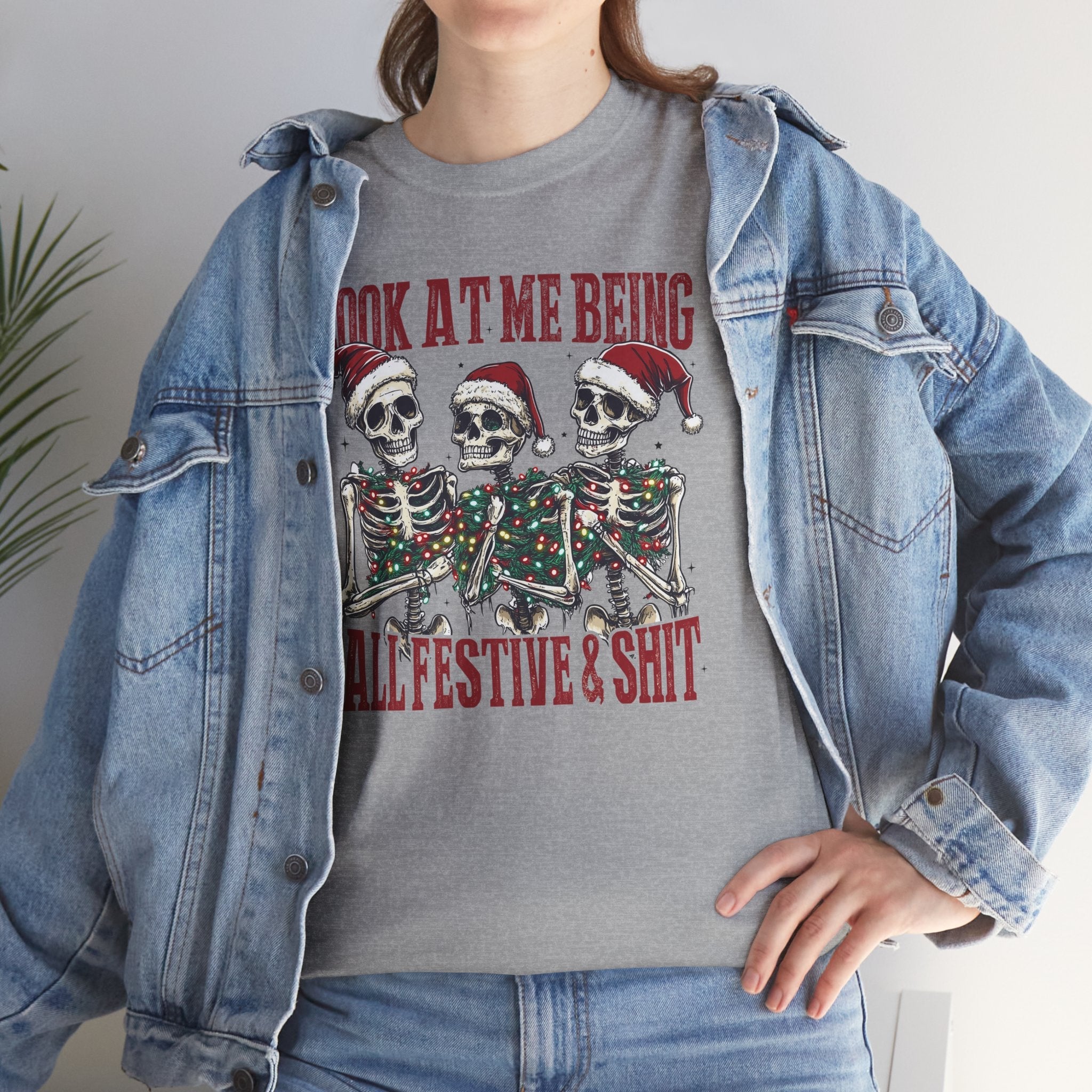 Look at Me All Festive and Sh*t t shirt – Funny Christmas Skeleton Holiday Xmas Tee - Stonk Shark Co.