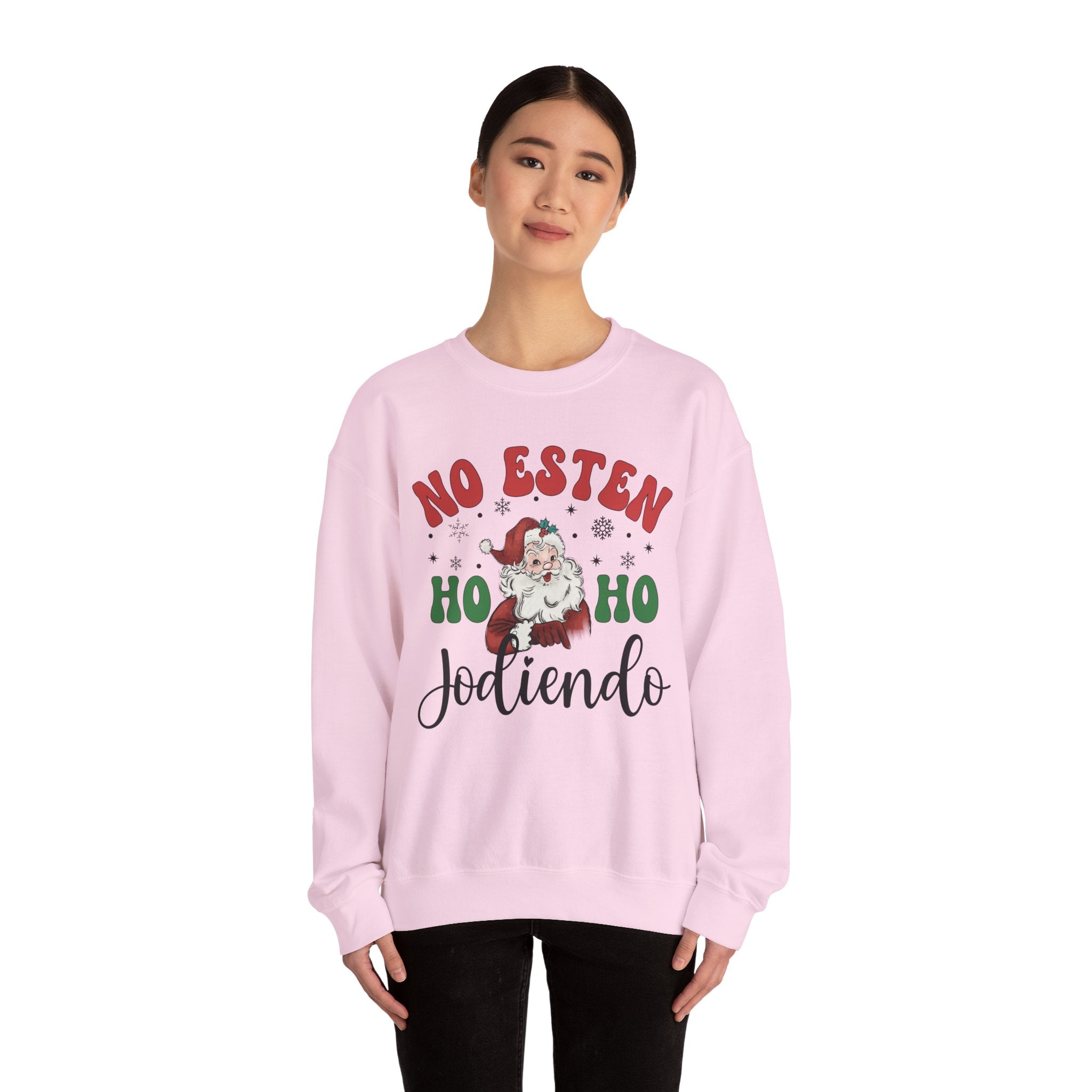 No Estés HO HO Jodiendo Sweater - Funny Spanish Santa Christmas Crewneck Sweatshirt - Stonk Shark Co.