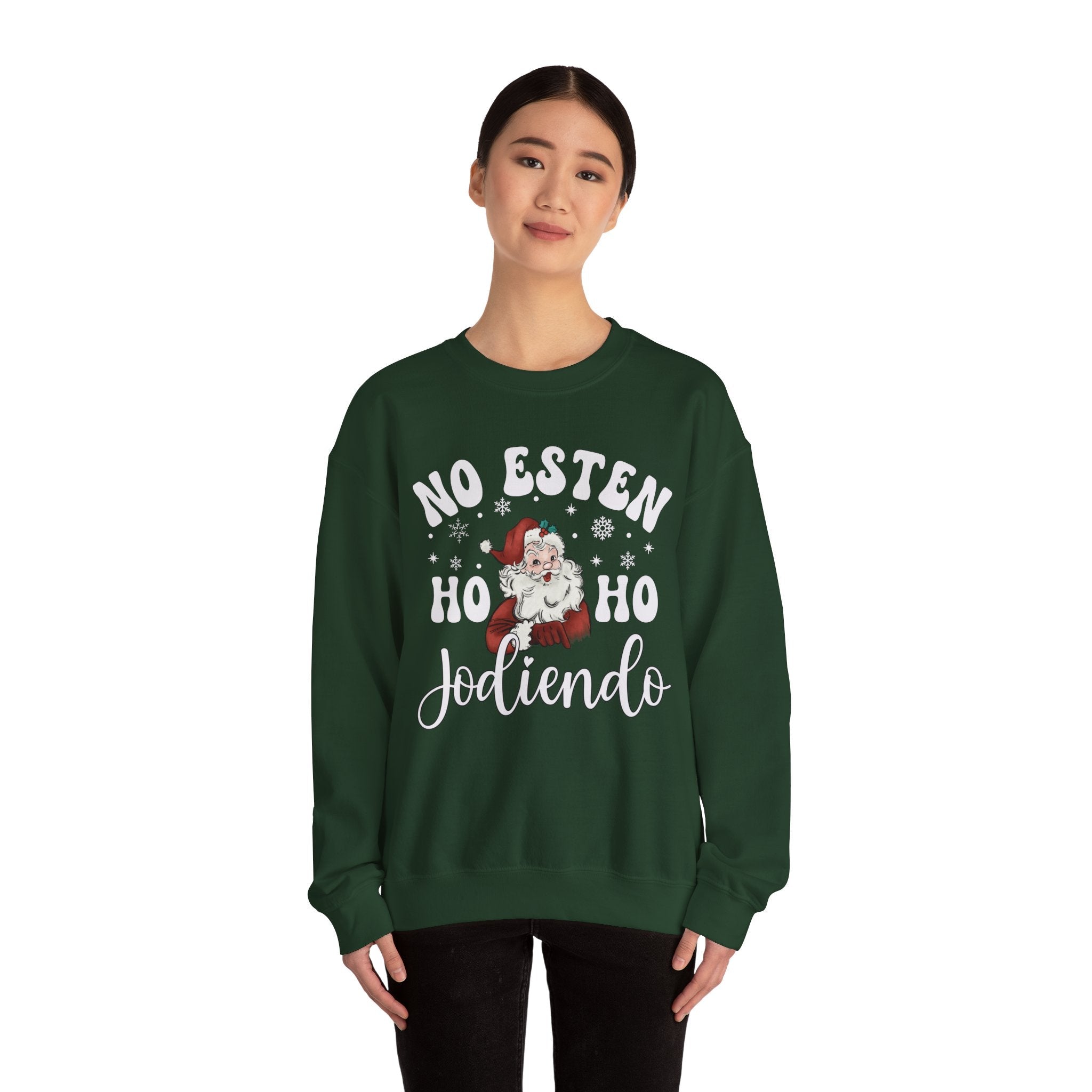 No Estés HO HO Jodiendo Sweater - Funny Spanish Santa Christmas Crewneck Sweatshirt - Stonk Shark Co.