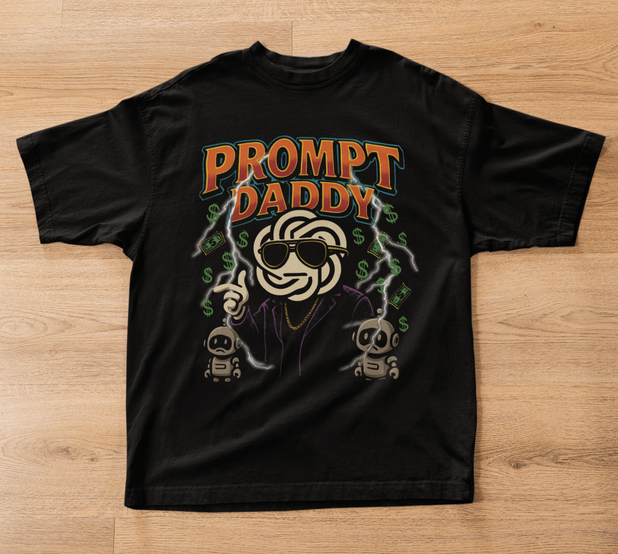 Prompt Daddy Bootleg Shirt – Diddy x ChatGPT Parody Tee Funny 90s AI Meme T-Shirt - Stonk Shark Co.
