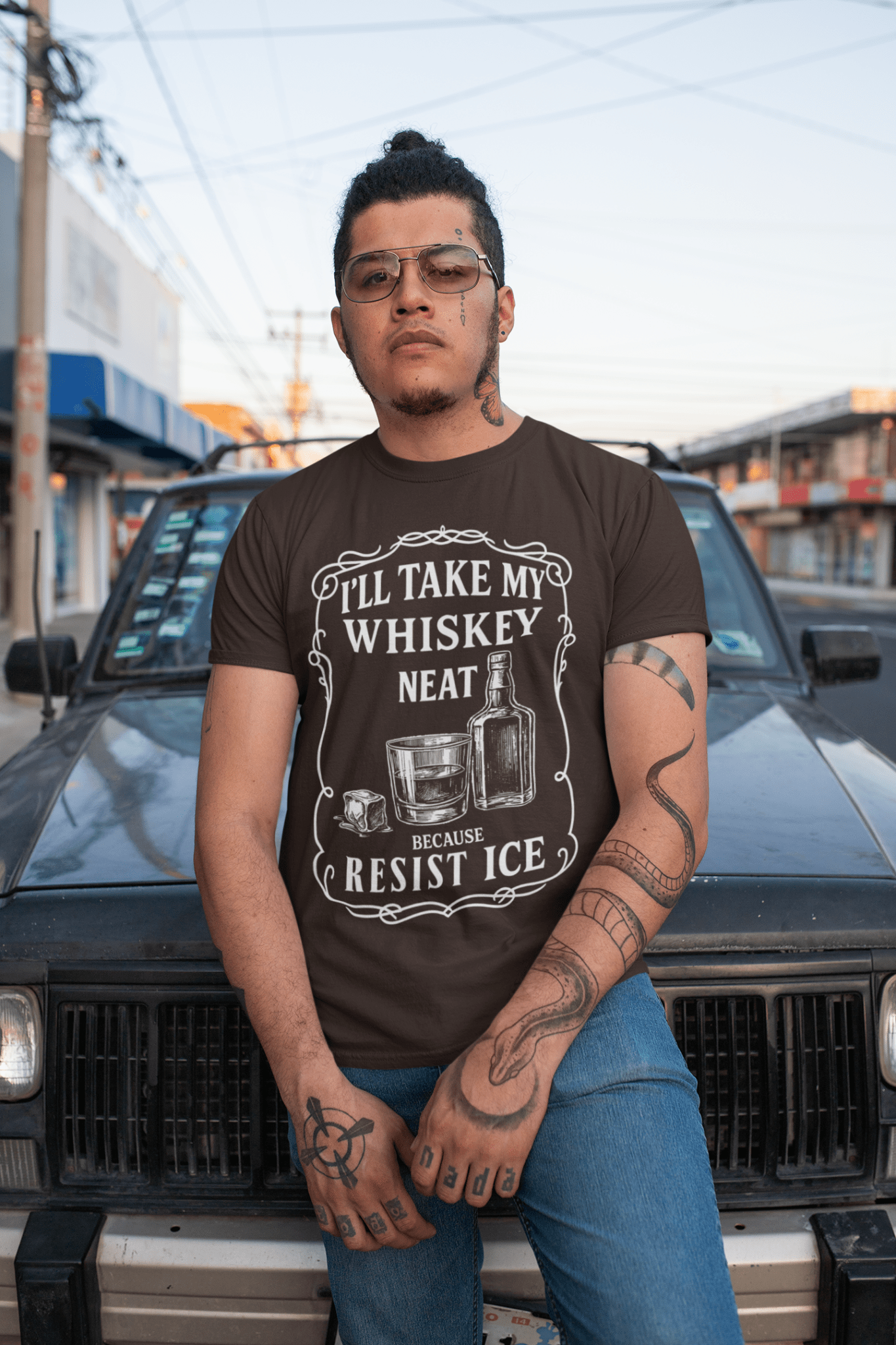 Resist ICE Subtle Political Shirt Ill Take My Whisky Neat Protest Tee - Stonk Shark Co.