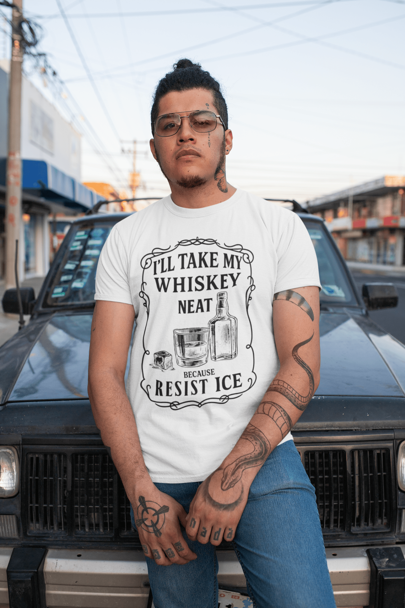 Resist ICE Subtle Political Shirt Ill Take My Whisky Neat Protest Tee - Stonk Shark Co.