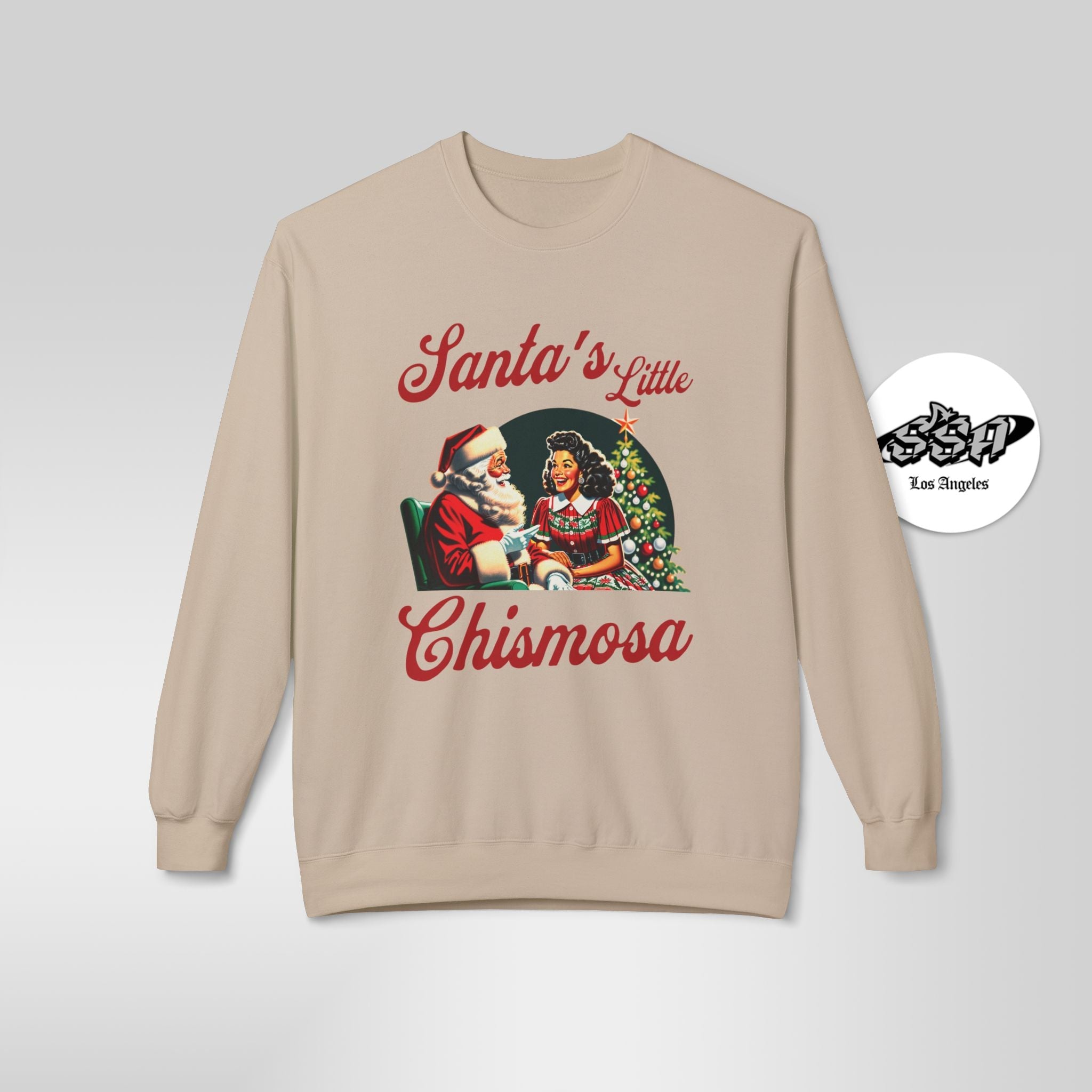Santa's Little Chismosa Christmas Sweatshirt | Funny Latina Holiday Sweater - Stonk Shark Co.