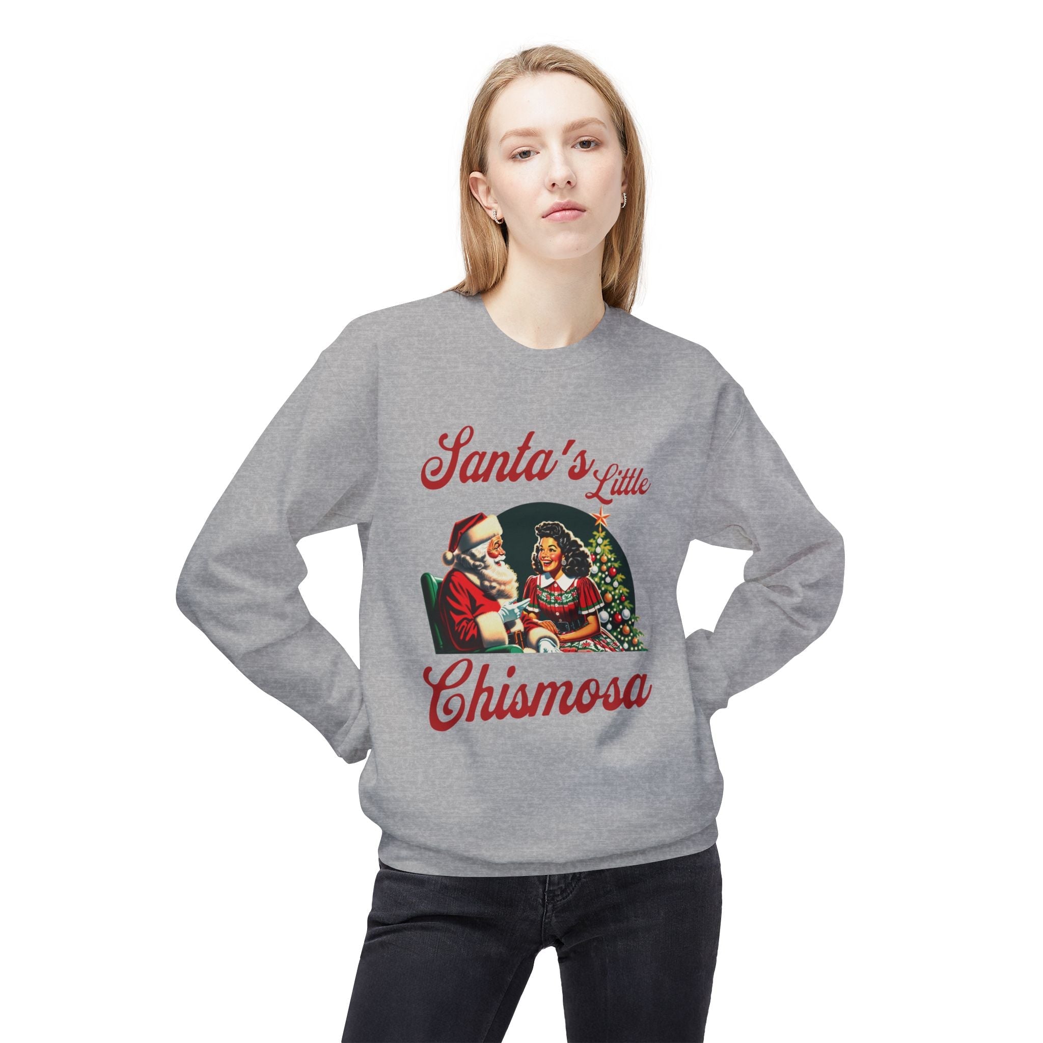 Santa's Little Chismosa Christmas Sweatshirt | Funny Latina Holiday Sweater - Stonk Shark Co.