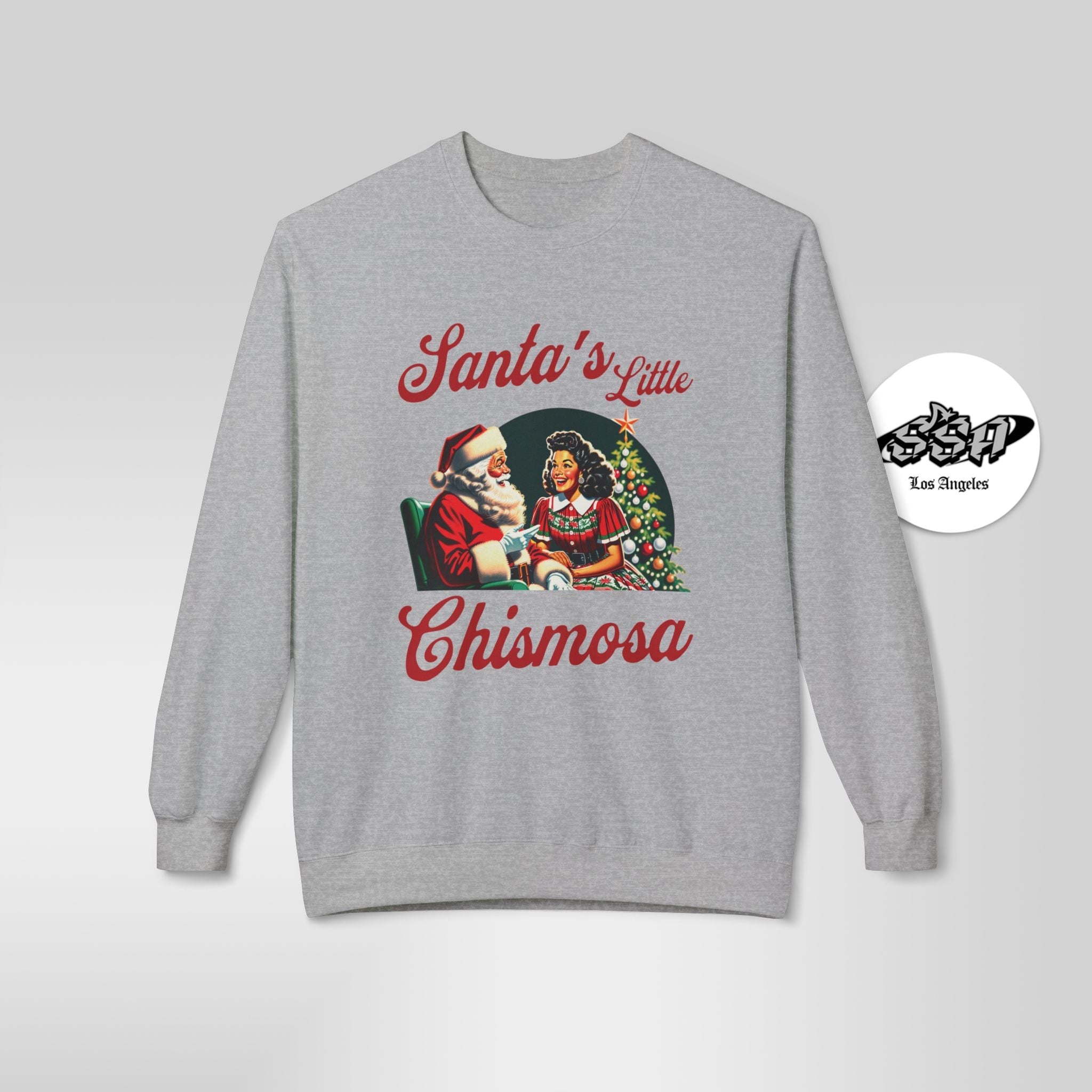 Santa's Little Chismosa Christmas Sweatshirt | Funny Latina Holiday Sweater - Stonk Shark Co.